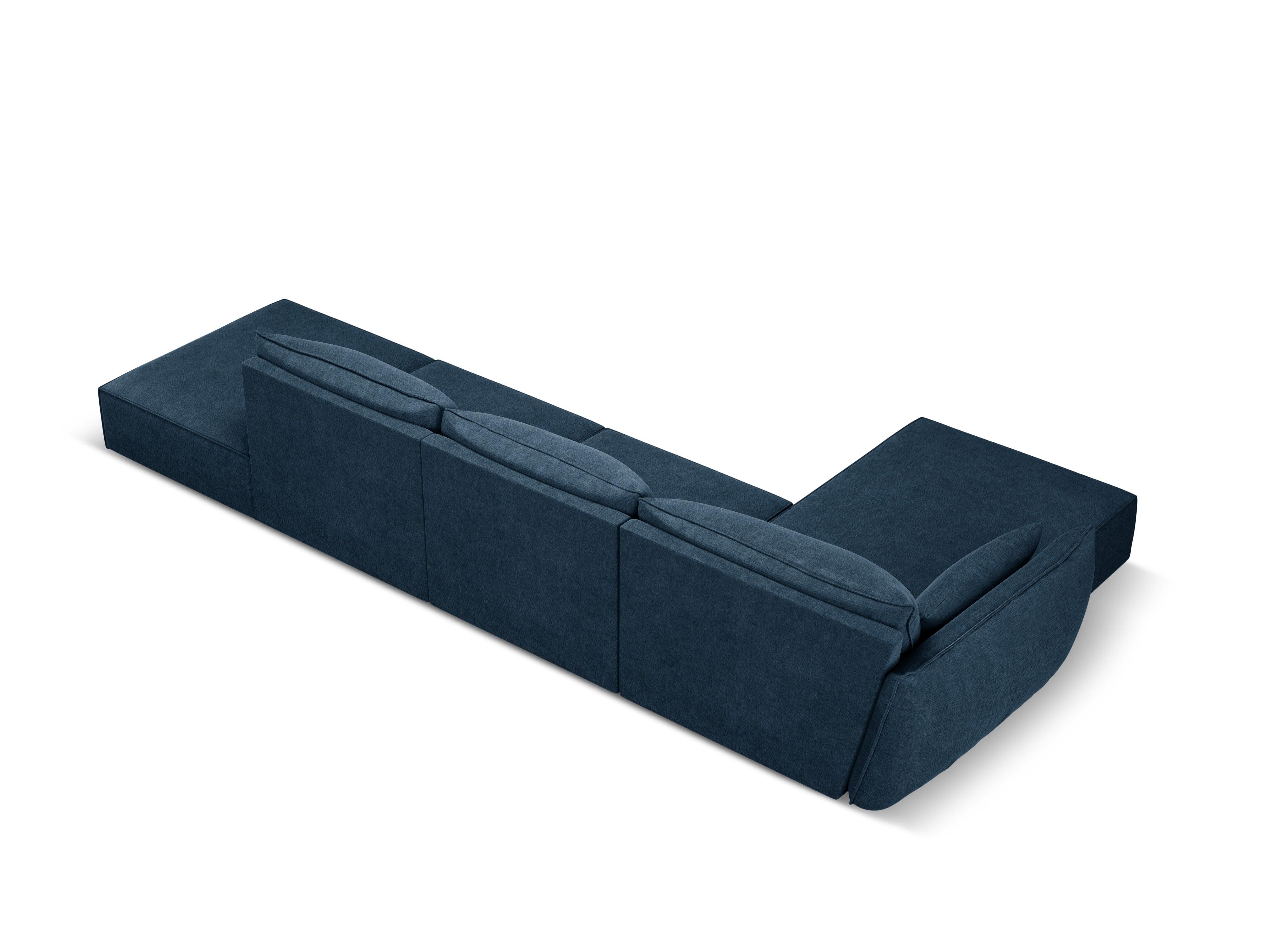 Narożnik w tkaninie szenilowej lewostronny otwarty VANDA granat królewski Mazzini Sofas Eye on Design
