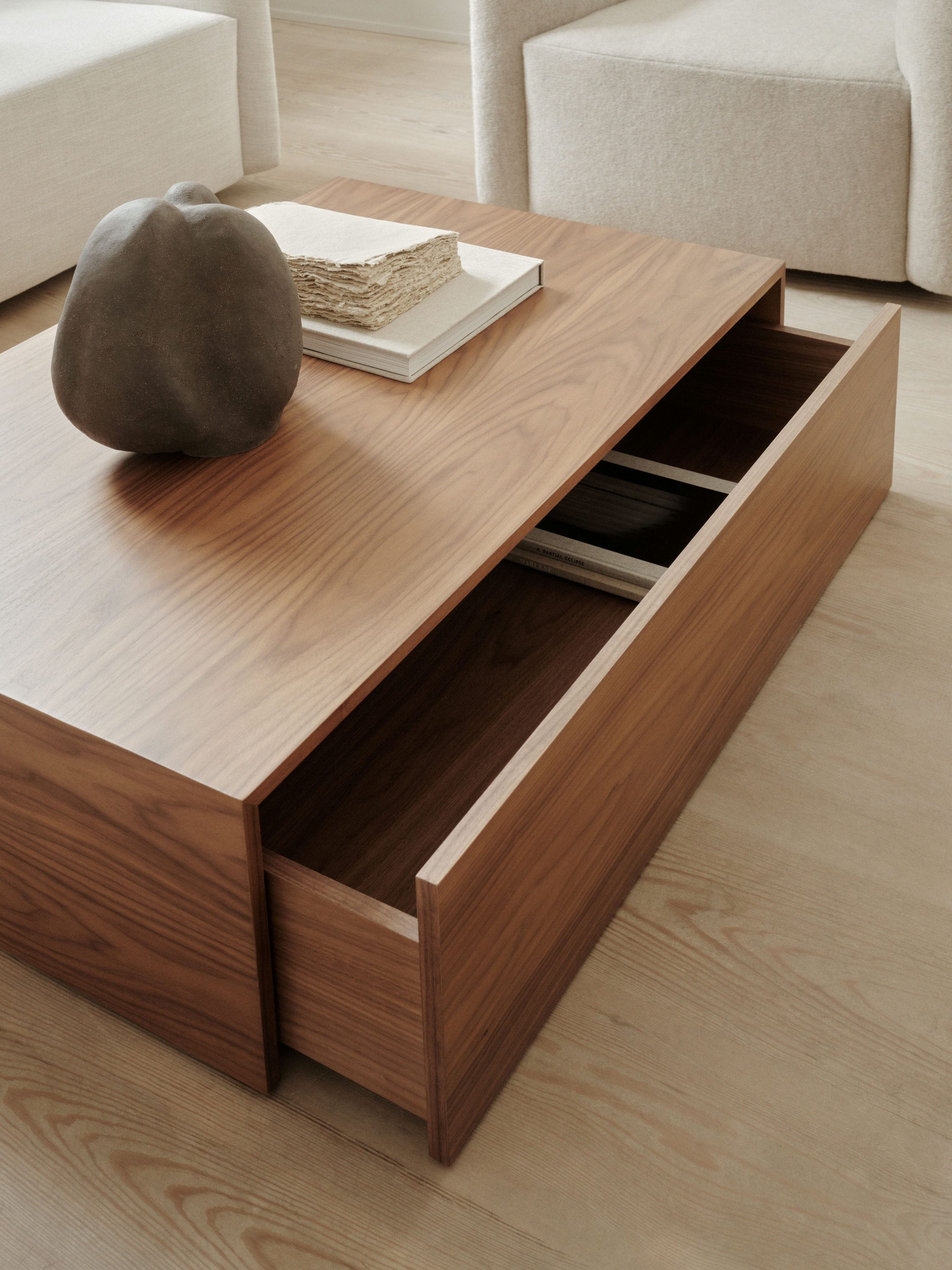Coffee table with a drawer MASS Walnut veneer