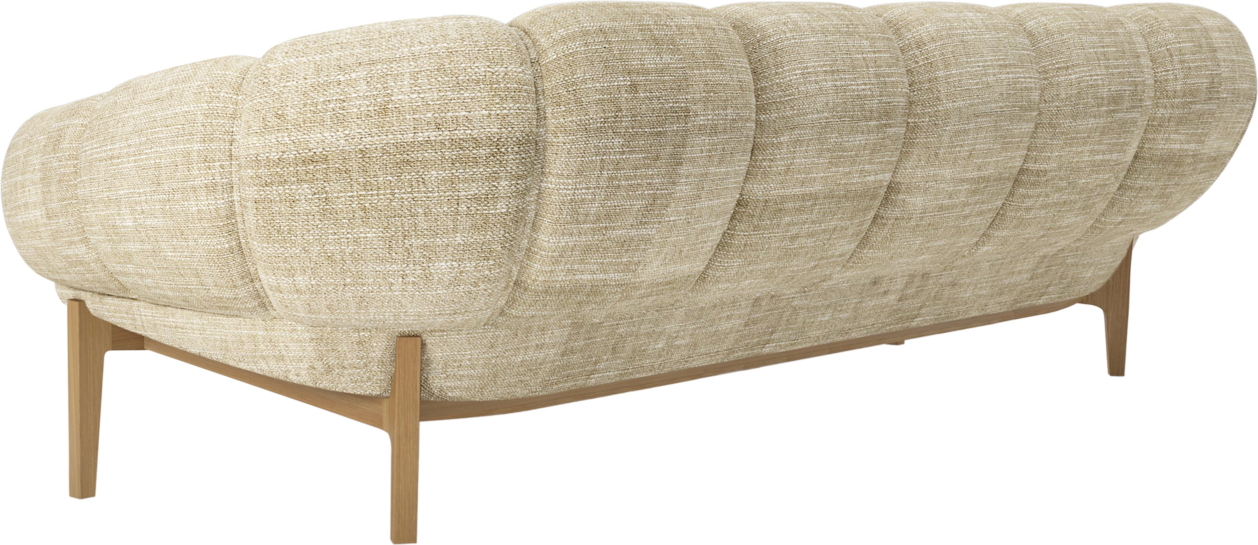 Sofa 3-sitzig CROISSANT gepolstert mit Eichenbasis