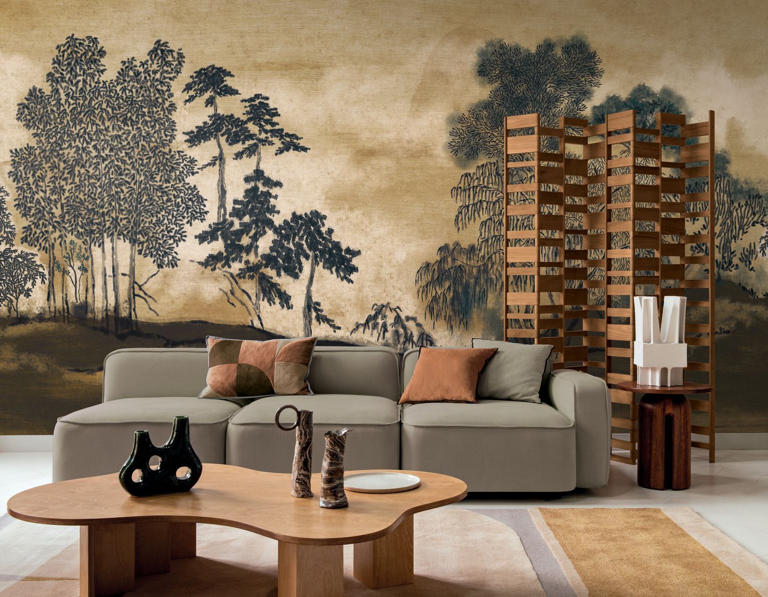 Wandbild KORAKU japanischer Garten braun-grün
