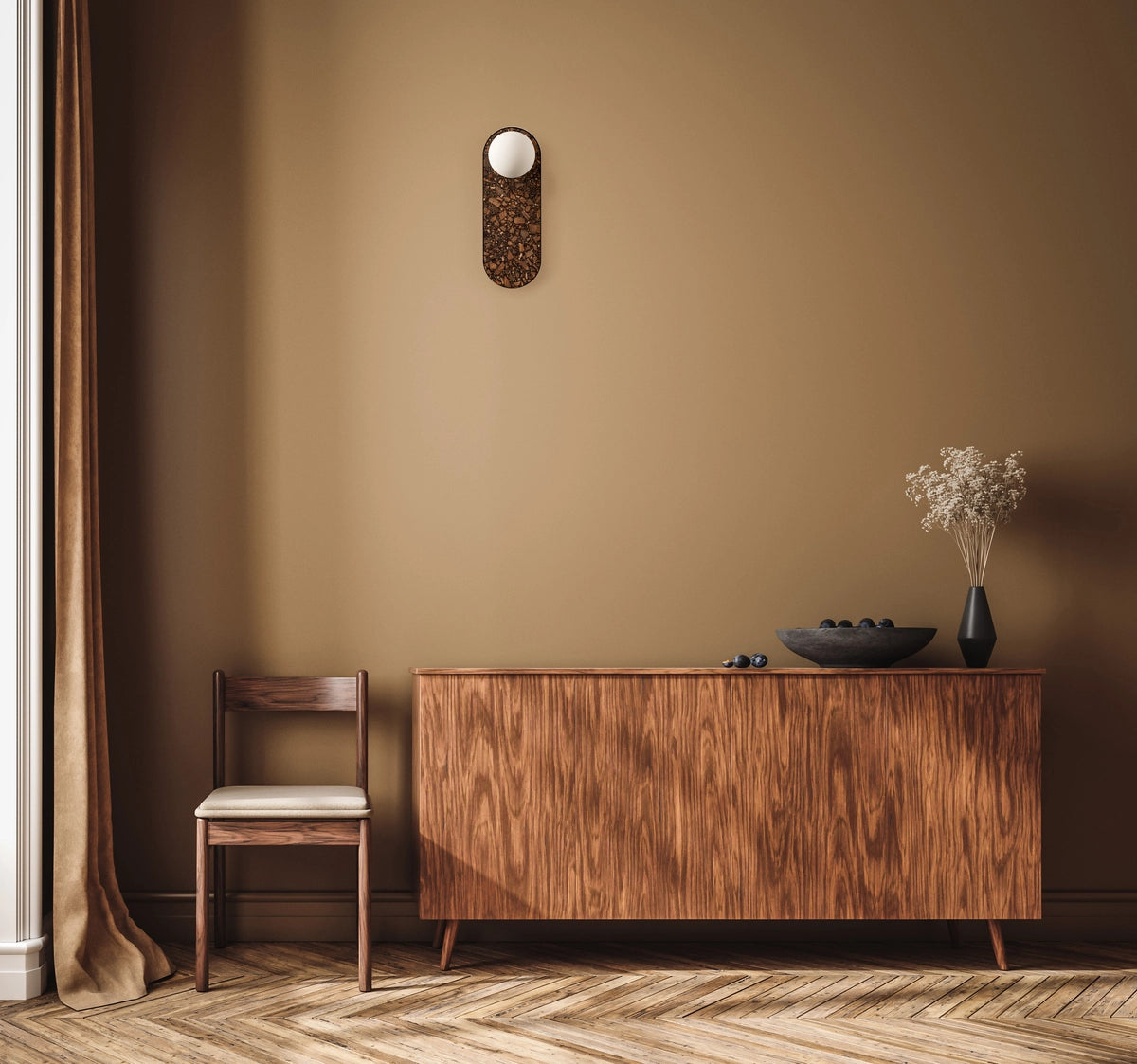 Wandlampe oval LEGRA braun
