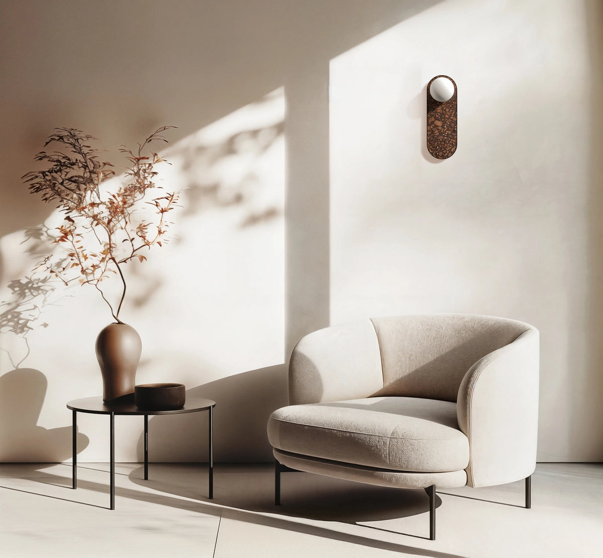 Wandlampe oval LEGRA braun