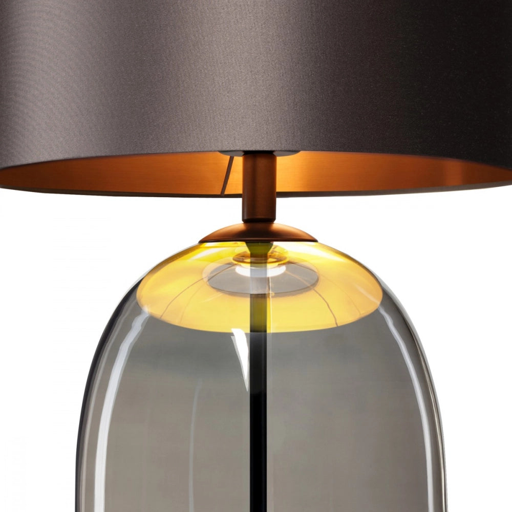 Tischlampe SALVADOR rauchiges Glas mit graphitfarbener Schirm und schwarzer Ausführung
