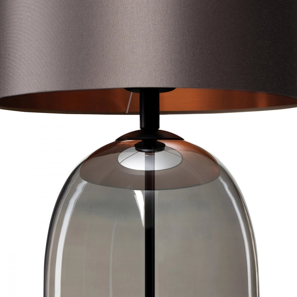 Tischlampe SALVADOR rauchiges Glas mit graphitfarbener Schirm und schwarzer Ausführung