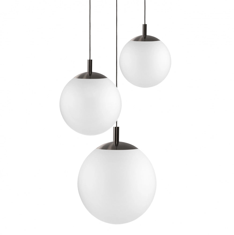 Deckenlampe ALUR 2 milchiges Glas mit titanfarbener Oberfläche