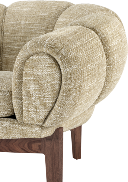 3-seater CROISSANT sofa upholstered with a walnut base
