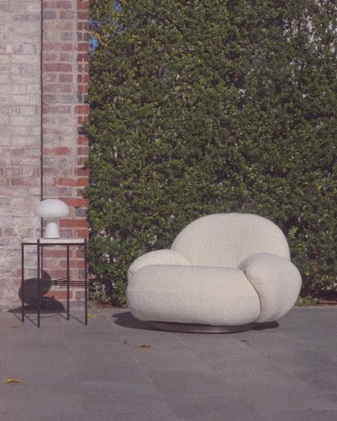 Outdoor armchair with armrests PACHA upholstered with a gold base