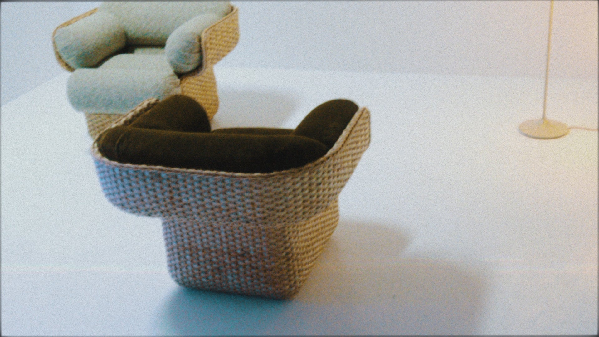 2-Sitzer-Sofa BASKET burgund mit Rattan
