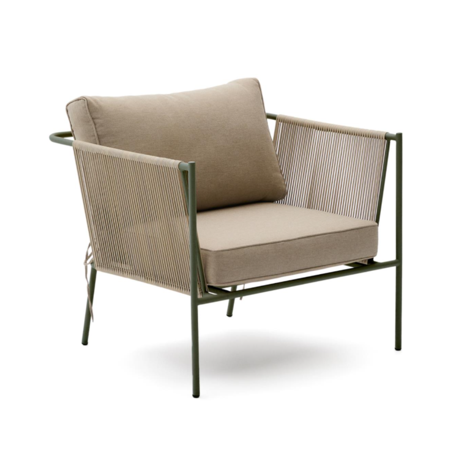 Zivia Écru outer armchair with a steel base