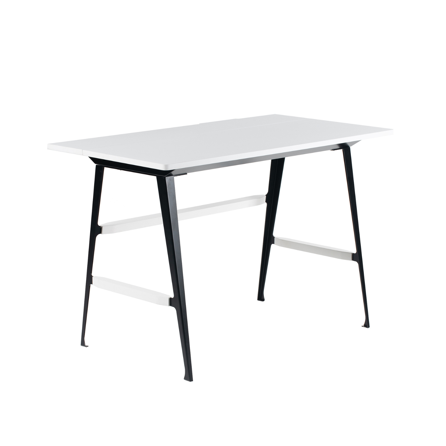 Tragbarer Schreibtisch Atelier weiß mit einer schwarzen Basis
