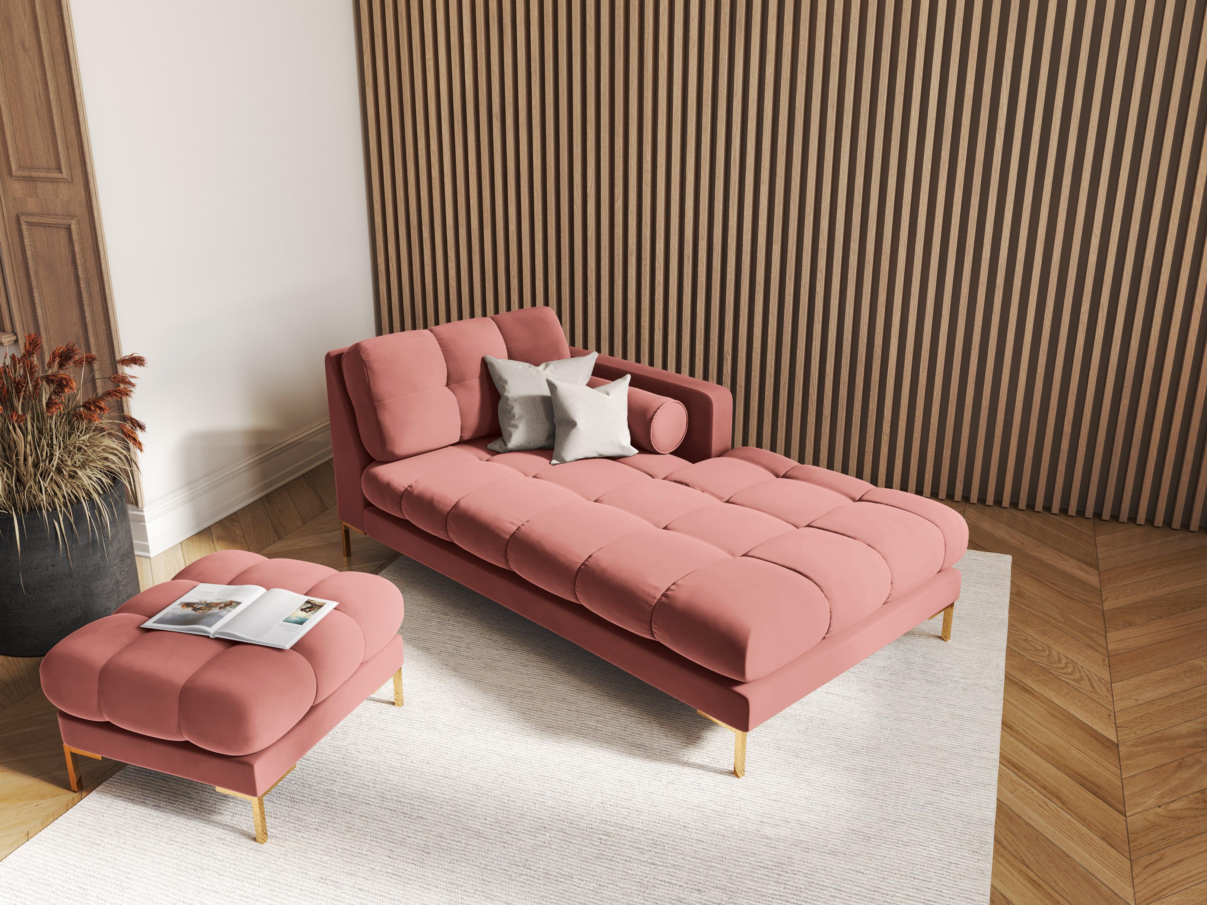 Puf aksamitny BALI różowy ze złotą podstawą Cosmopolitan Design Eye on Design
