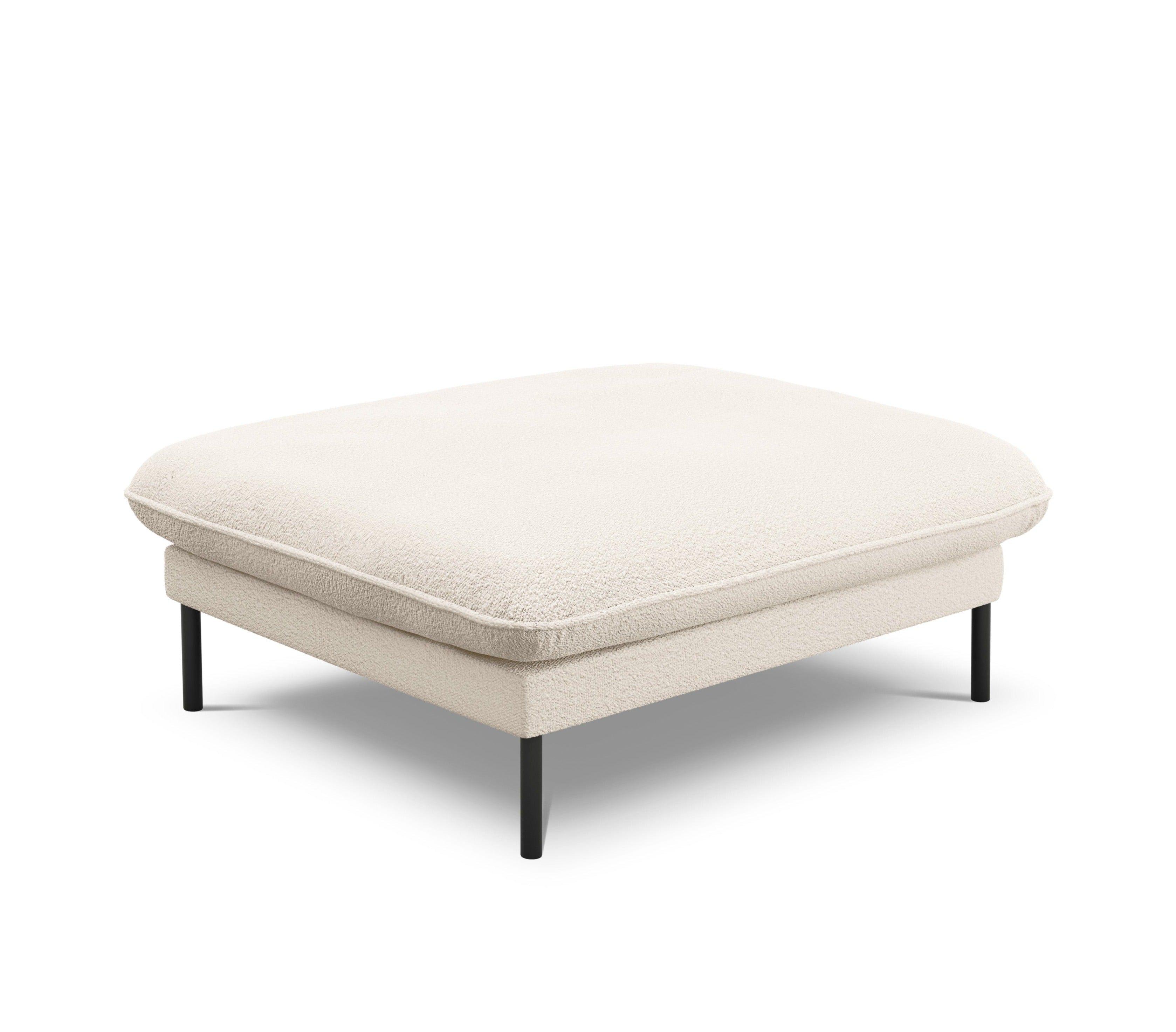 Puf w tkaninie boucle VIENNA beżowy z czarną podstawą Cosmopolitan Design Eye on Design