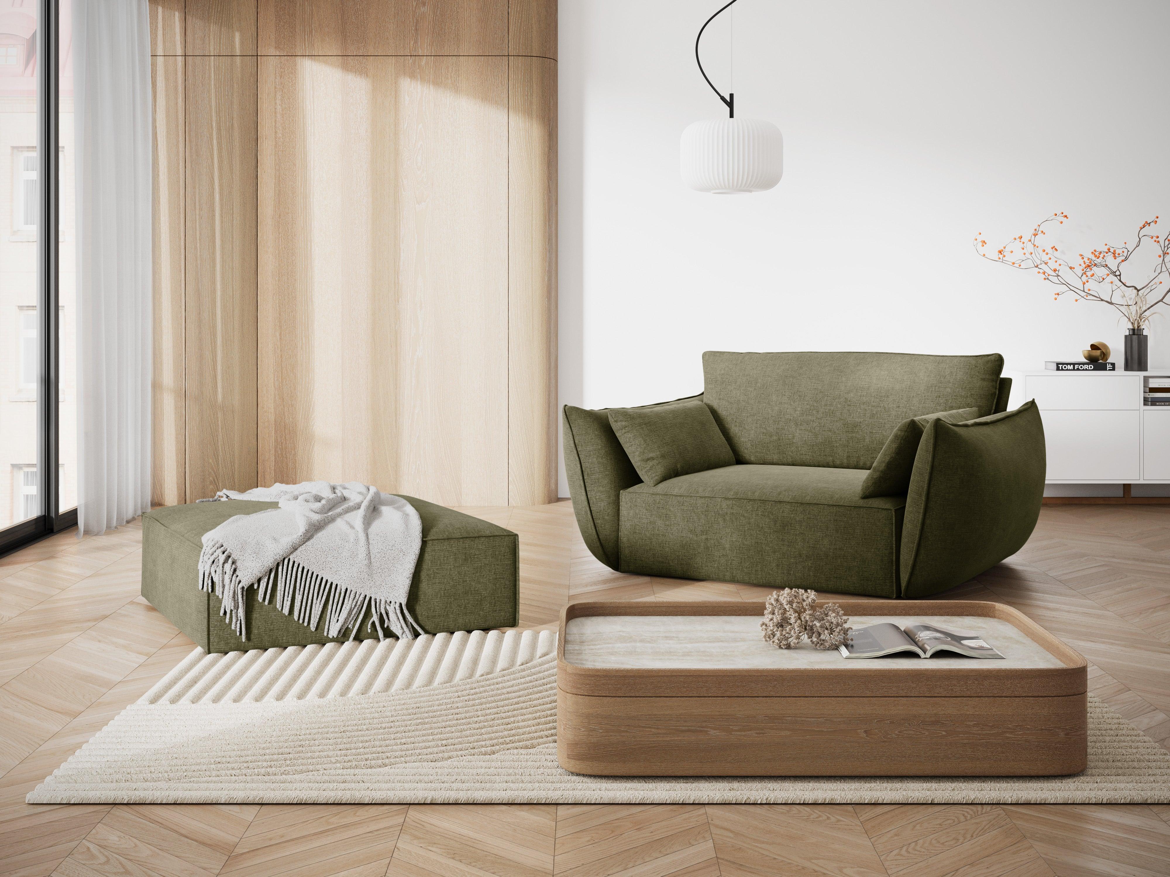 Puf w tkaninie szenilowej VANDA zielony Mazzini Sofas Eye on Design