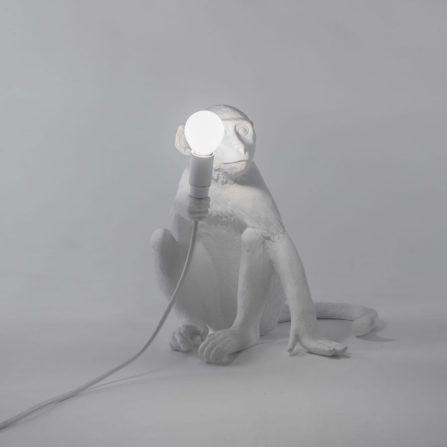 Lampa stołowa MONKEY SITTING biały