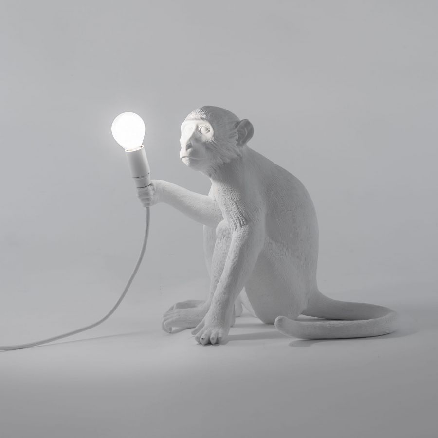 Lampa stołowa MONKEY SITTING biały