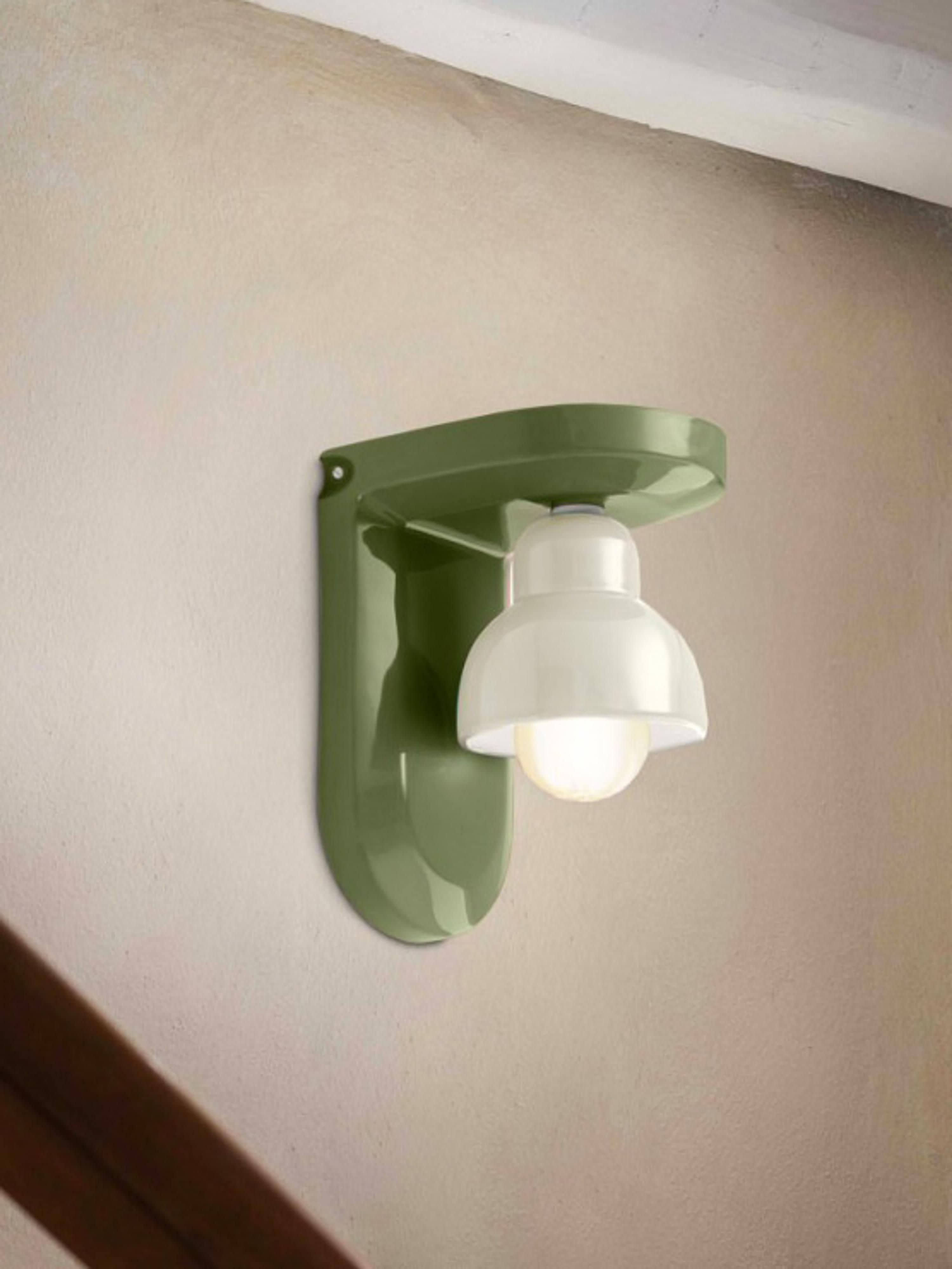 Turquoise ceramic wall lamp BERIMBAU with orange