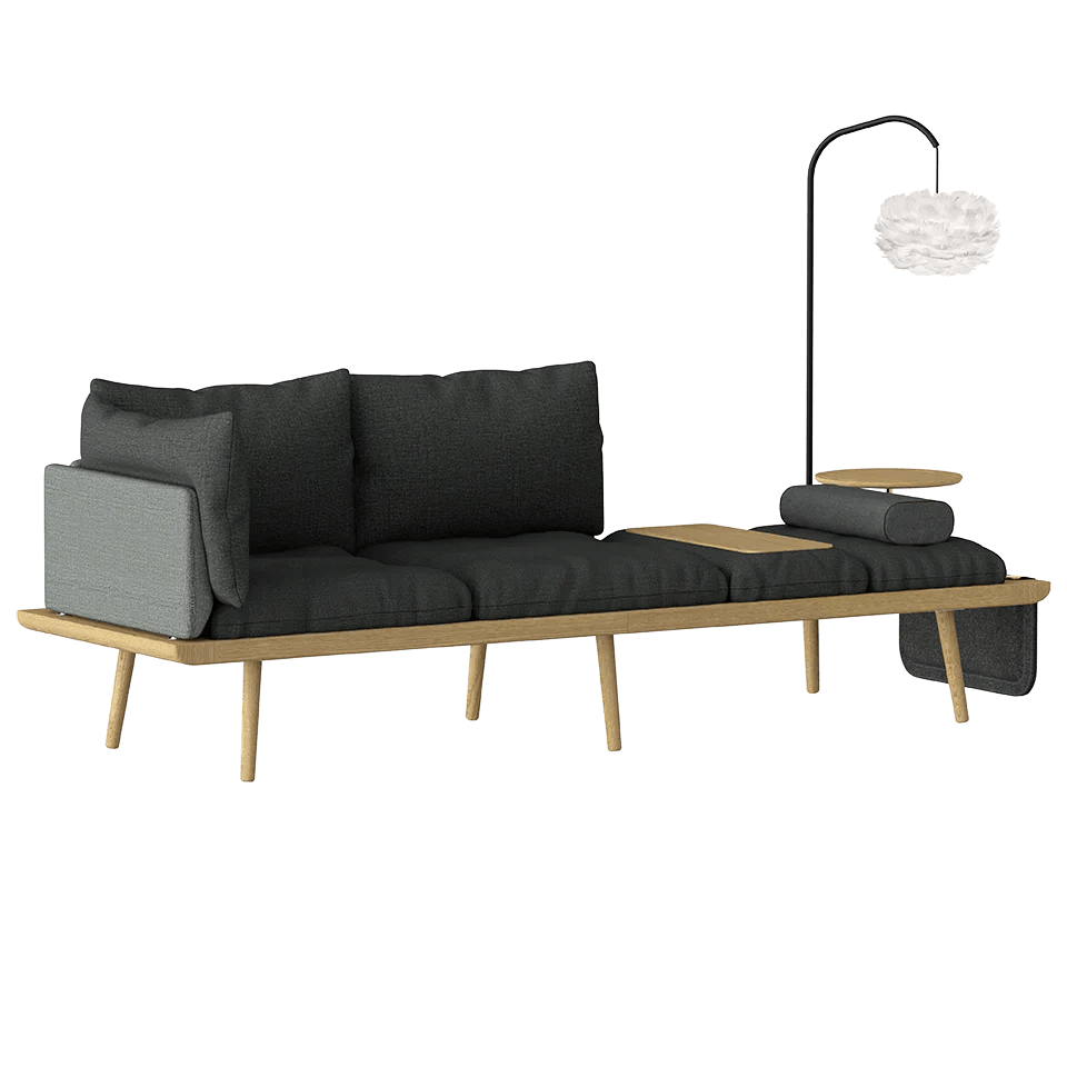 Sofa 3-osobowa LOUNGE AROUND baby blue z ciemnym dębem UMAGE Eye on Design