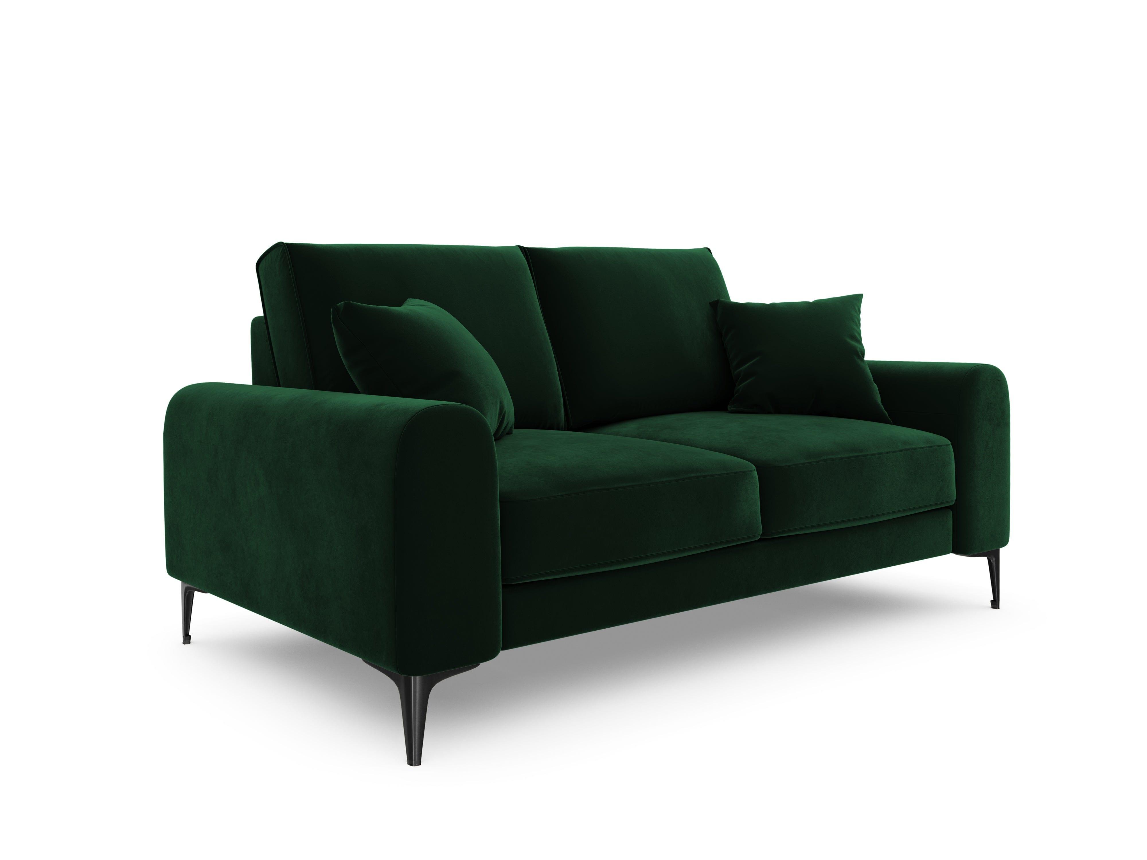Sofa aksamitna 2-osobowa MADARA butelkowa zieleń z czarną podstawą Mazzini Sofas Eye on Design