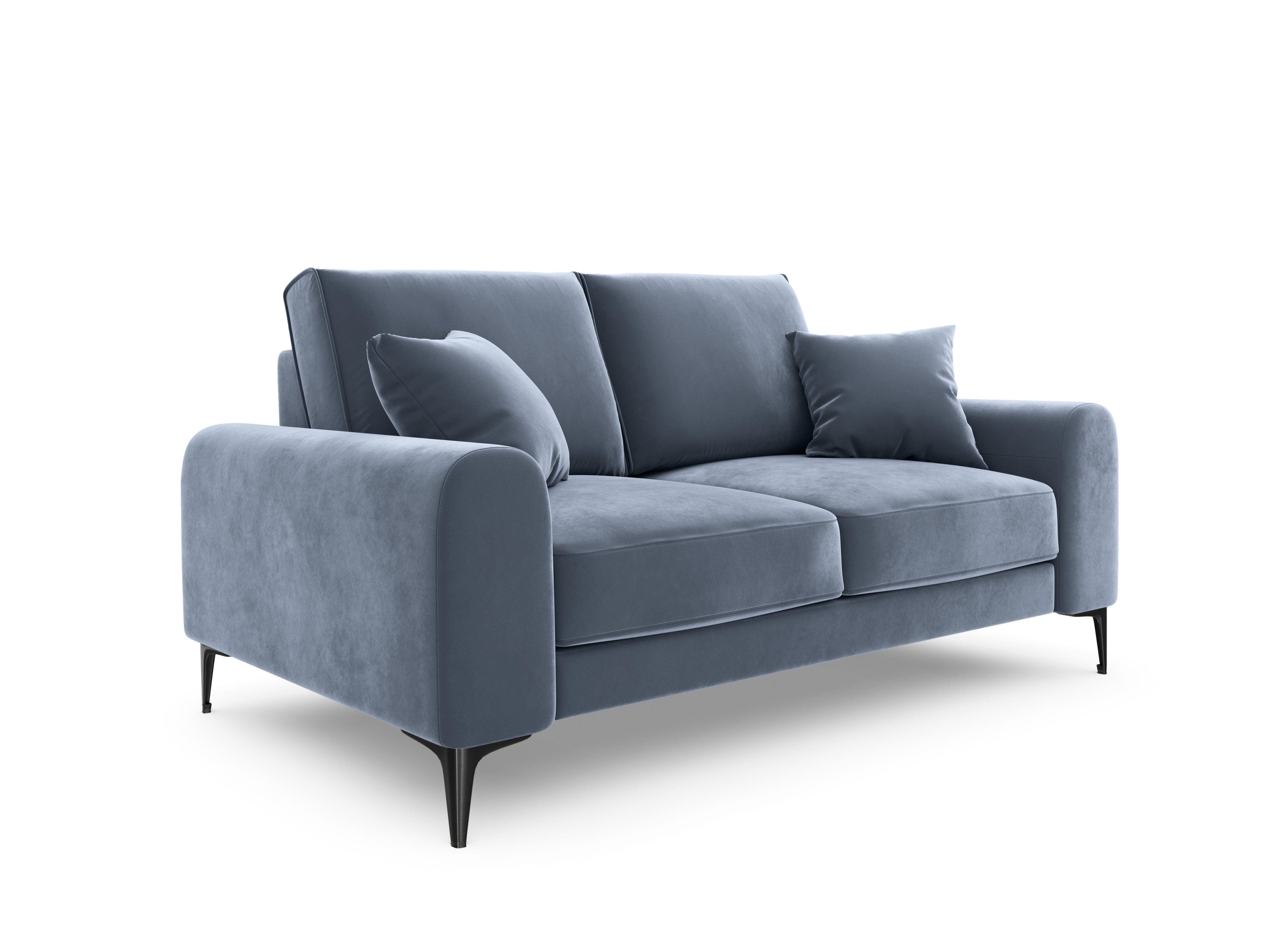 Sofa aksamitna 2-osobowa MADARA jasnoniebieski z czarną podstawą Mazzini Sofas Eye on Design