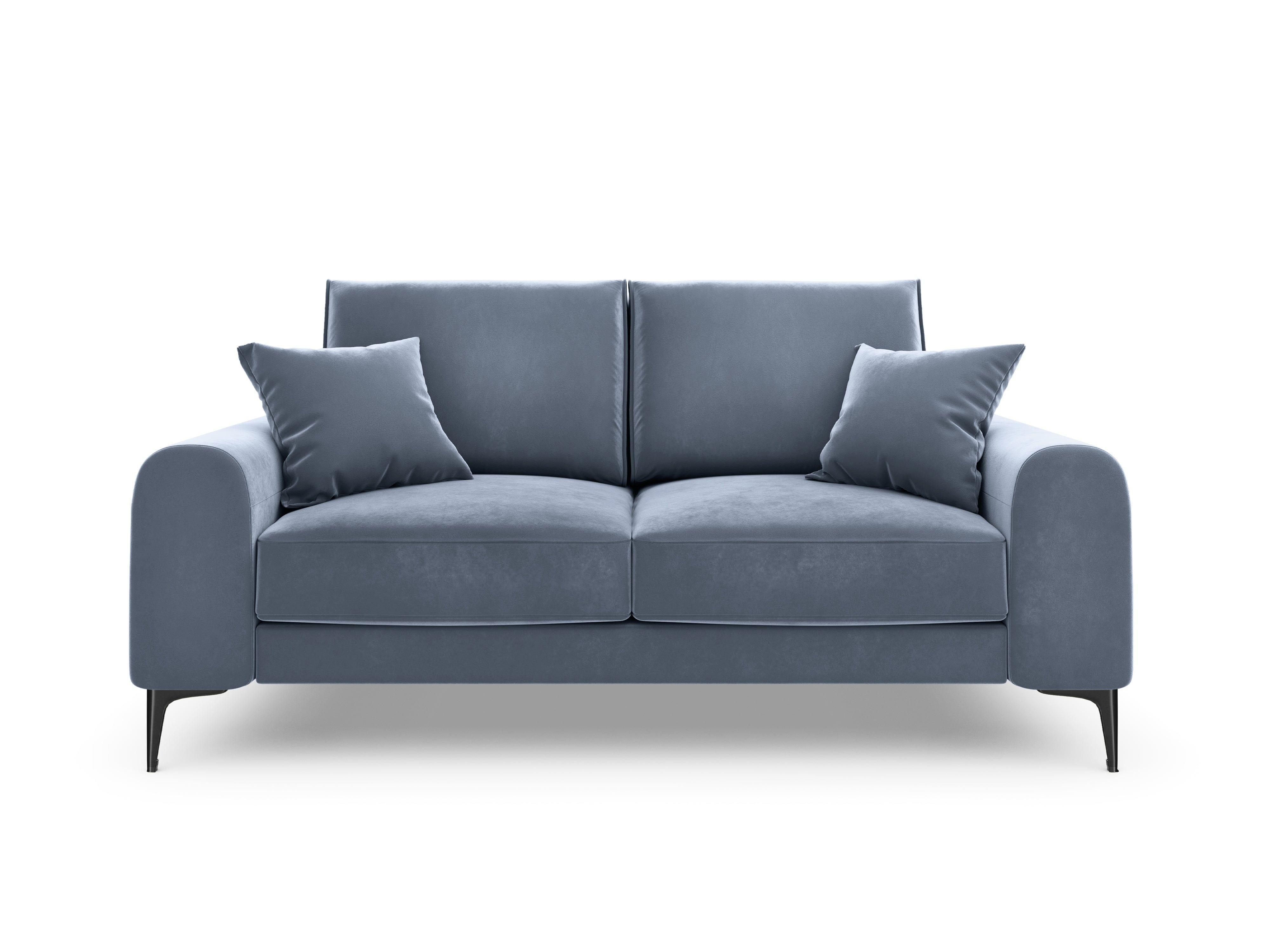 Sofa aksamitna 2-osobowa MADARA jasnoniebieski z czarną podstawą Mazzini Sofas Eye on Design