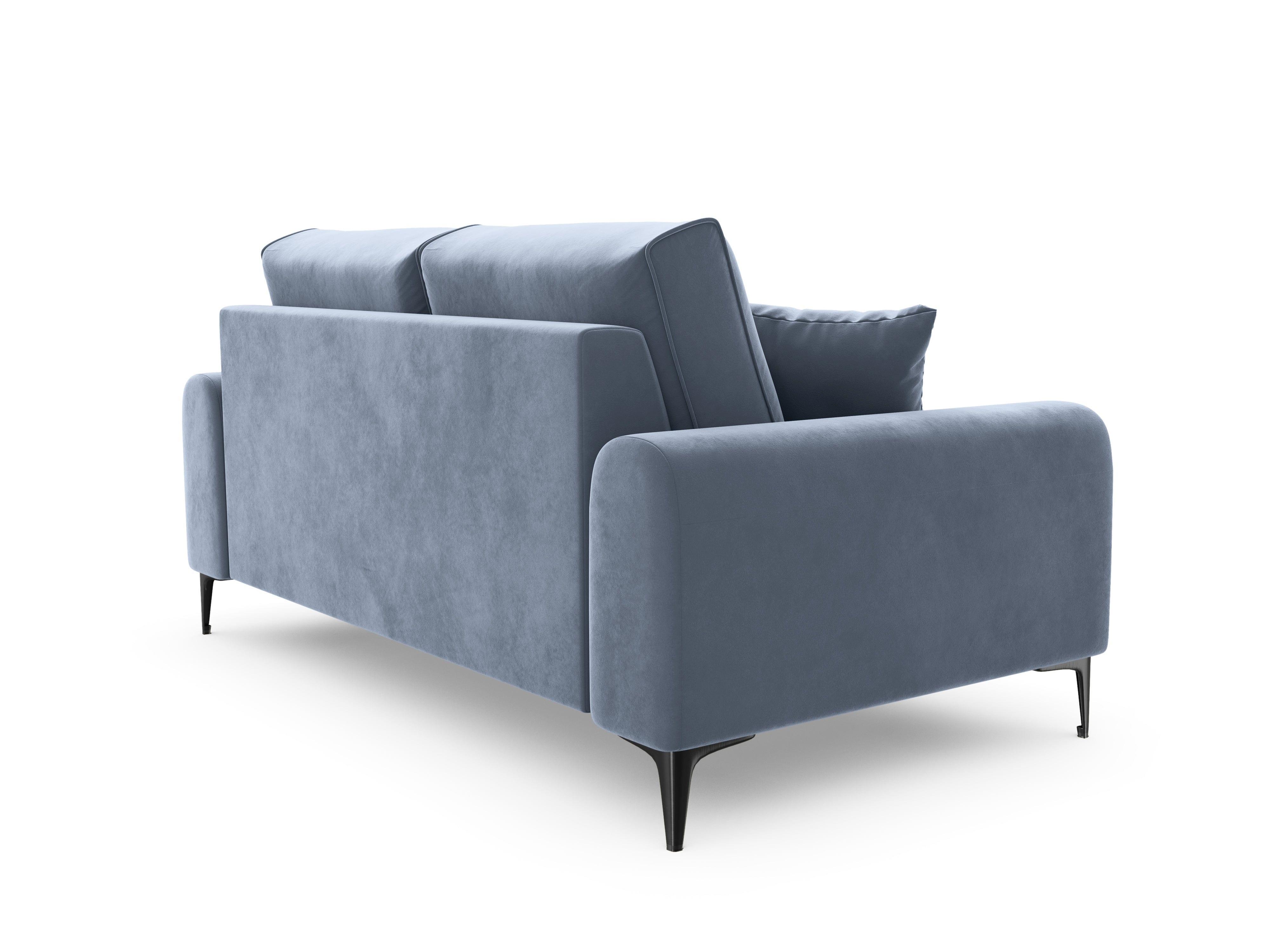 Sofa aksamitna 2-osobowa MADARA jasnoniebieski z czarną podstawą Mazzini Sofas Eye on Design
