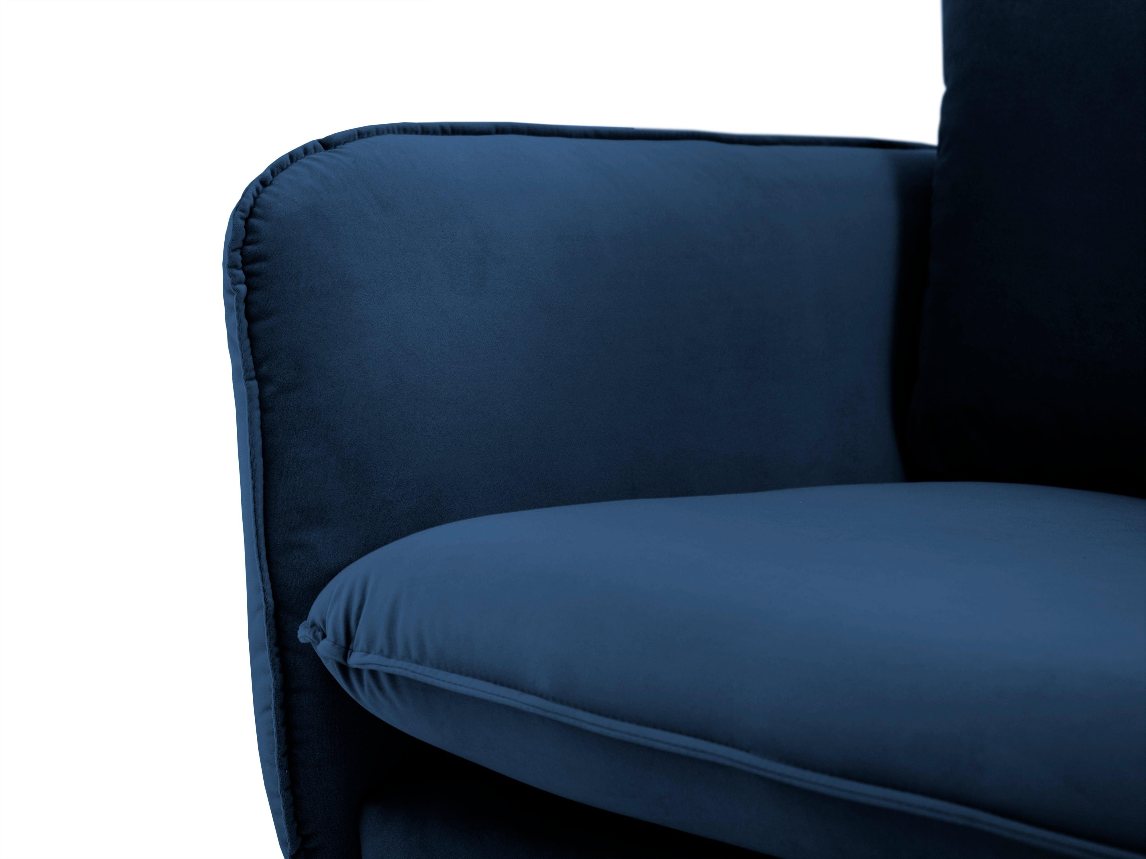 Sofa aksamitna 2-osobowa VIENNA niebieski z czarną podstawą Cosmopolitan Design Eye on Design