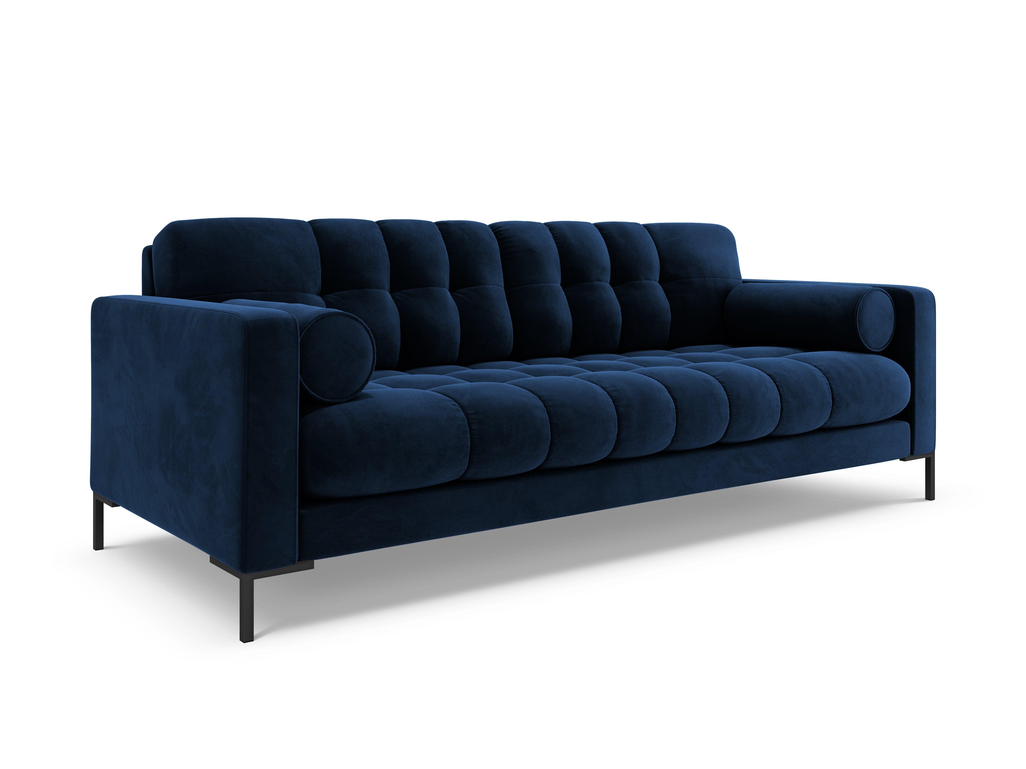 Sofa aksamitna 3-osobowa BALI granat królewski z czarną podstawą Cosmopolitan Design Eye on Design