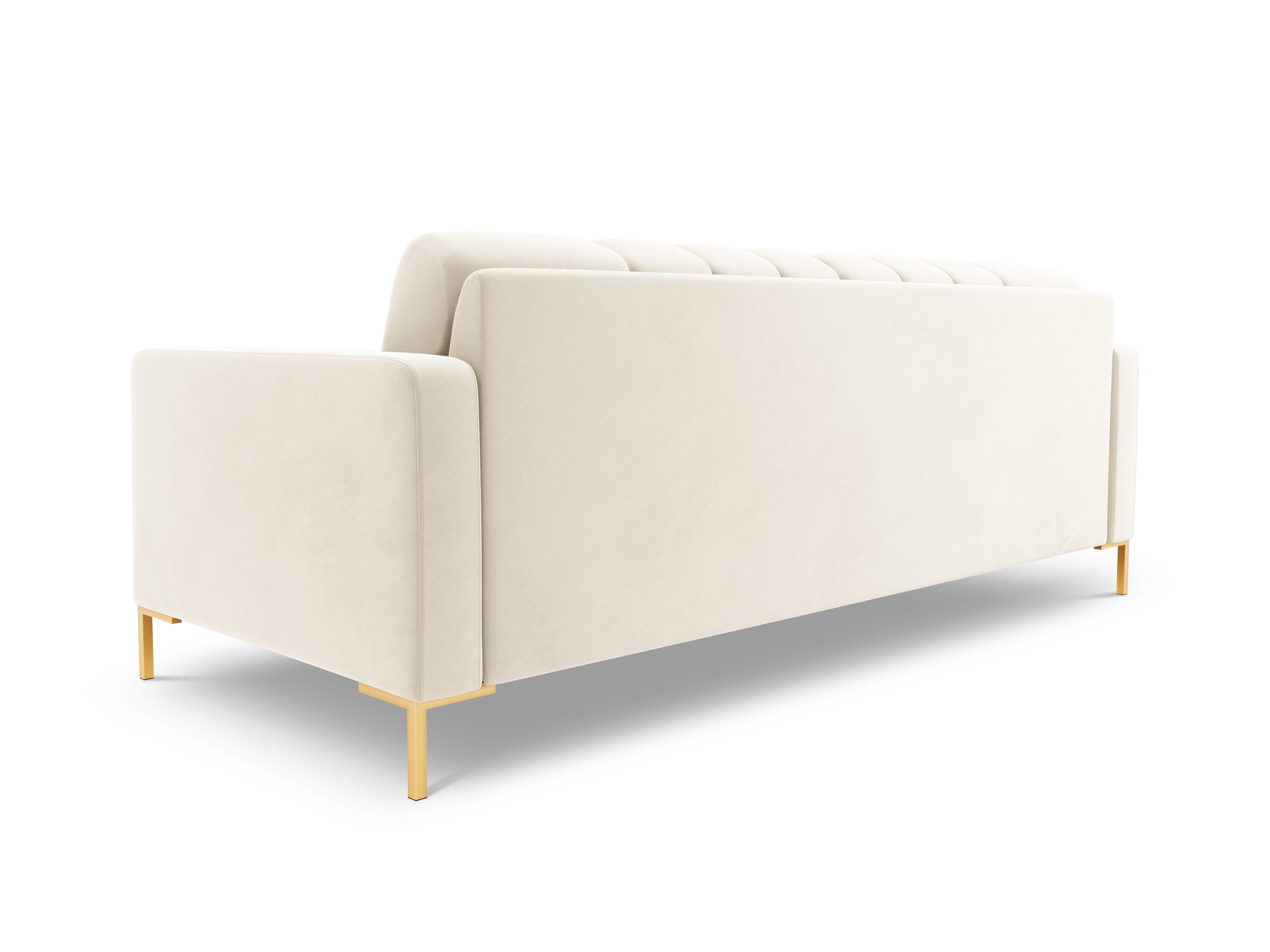 Sofa aksamitna 3-osobowa BALI jasnobeżowy ze złotą podstawą Cosmopolitan Design Eye on Design