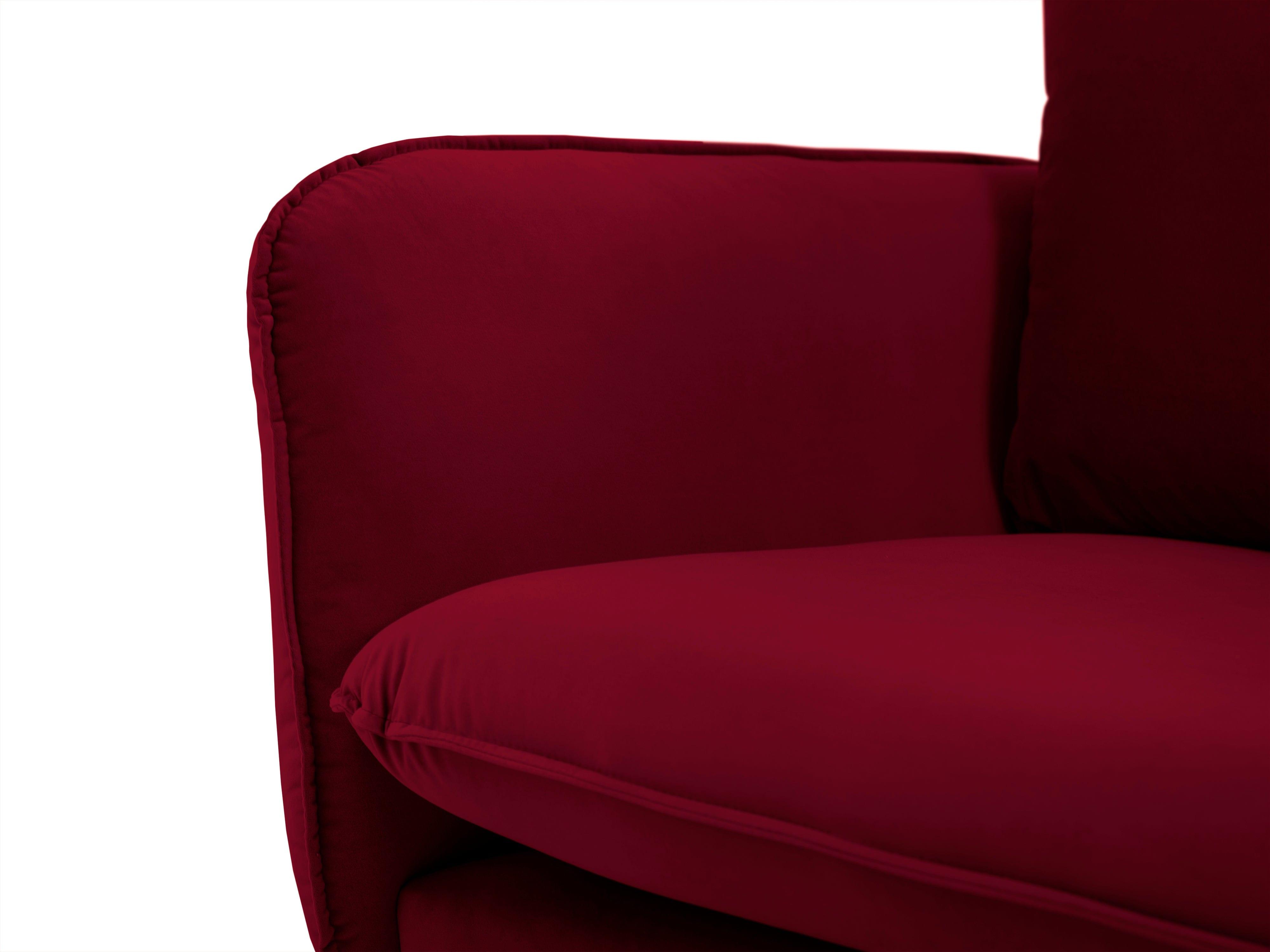 Sofa aksamitna 3-osobowa VIENNA bordowy z czarną podstawą Cosmopolitan Design Eye on Design