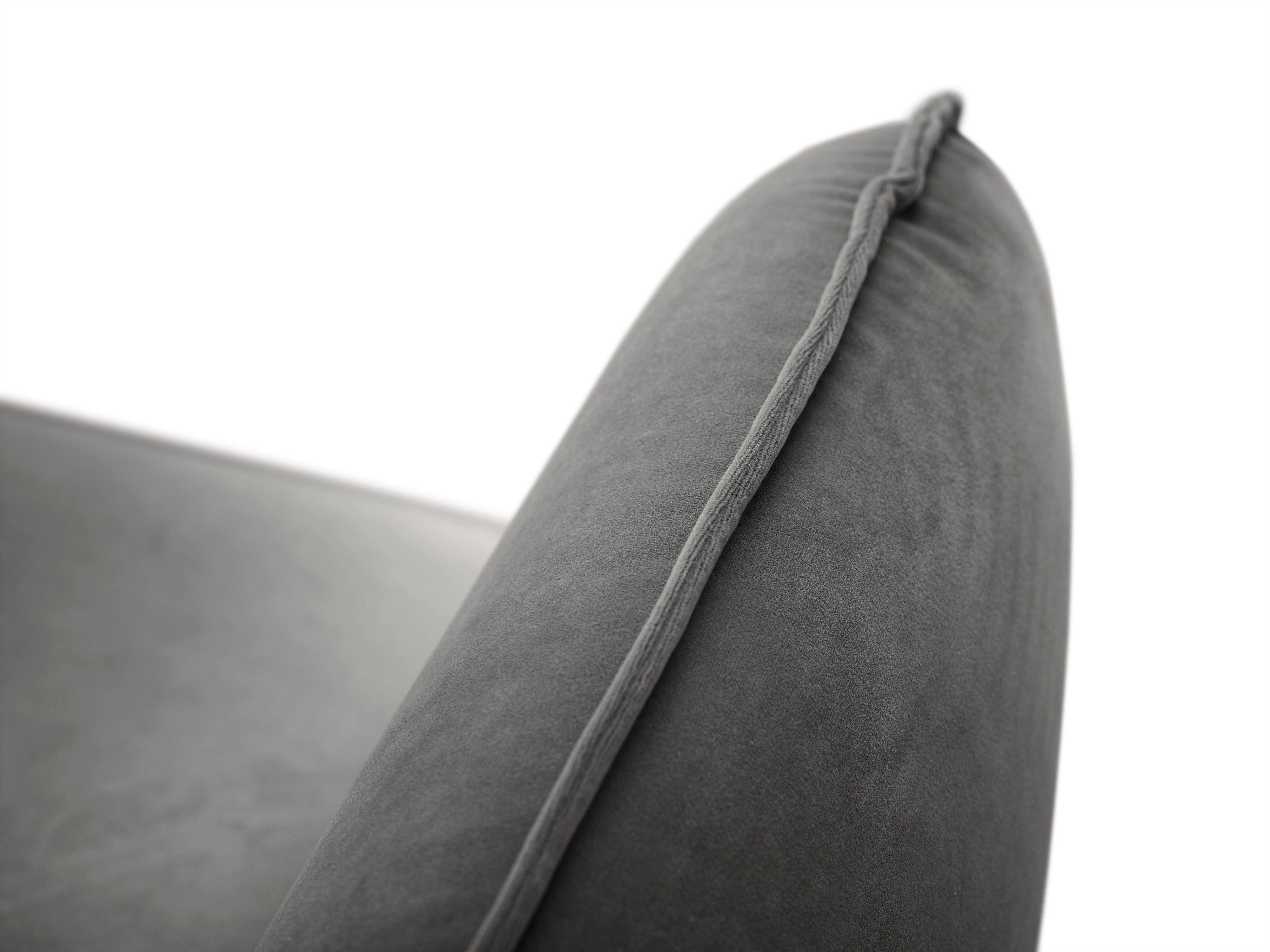 Sofa aksamitna 3-osobowa VIENNA ciemnoszary ze złotą podstawą Cosmopolitan Design Eye on Design