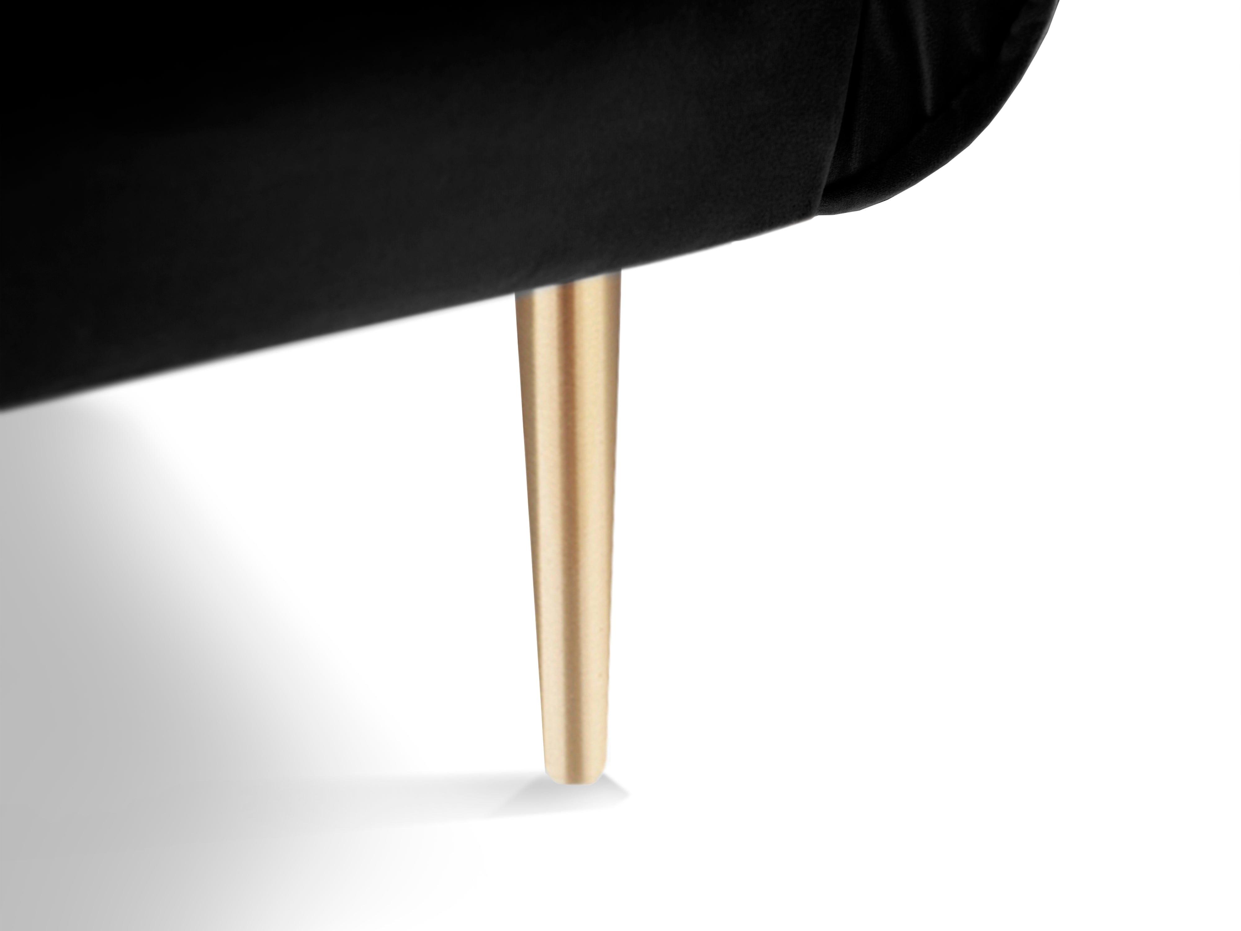 Sofa aksamitna 3-osobowa VIENNA czarny ze złotą podstawą Cosmopolitan Design Eye on Design
