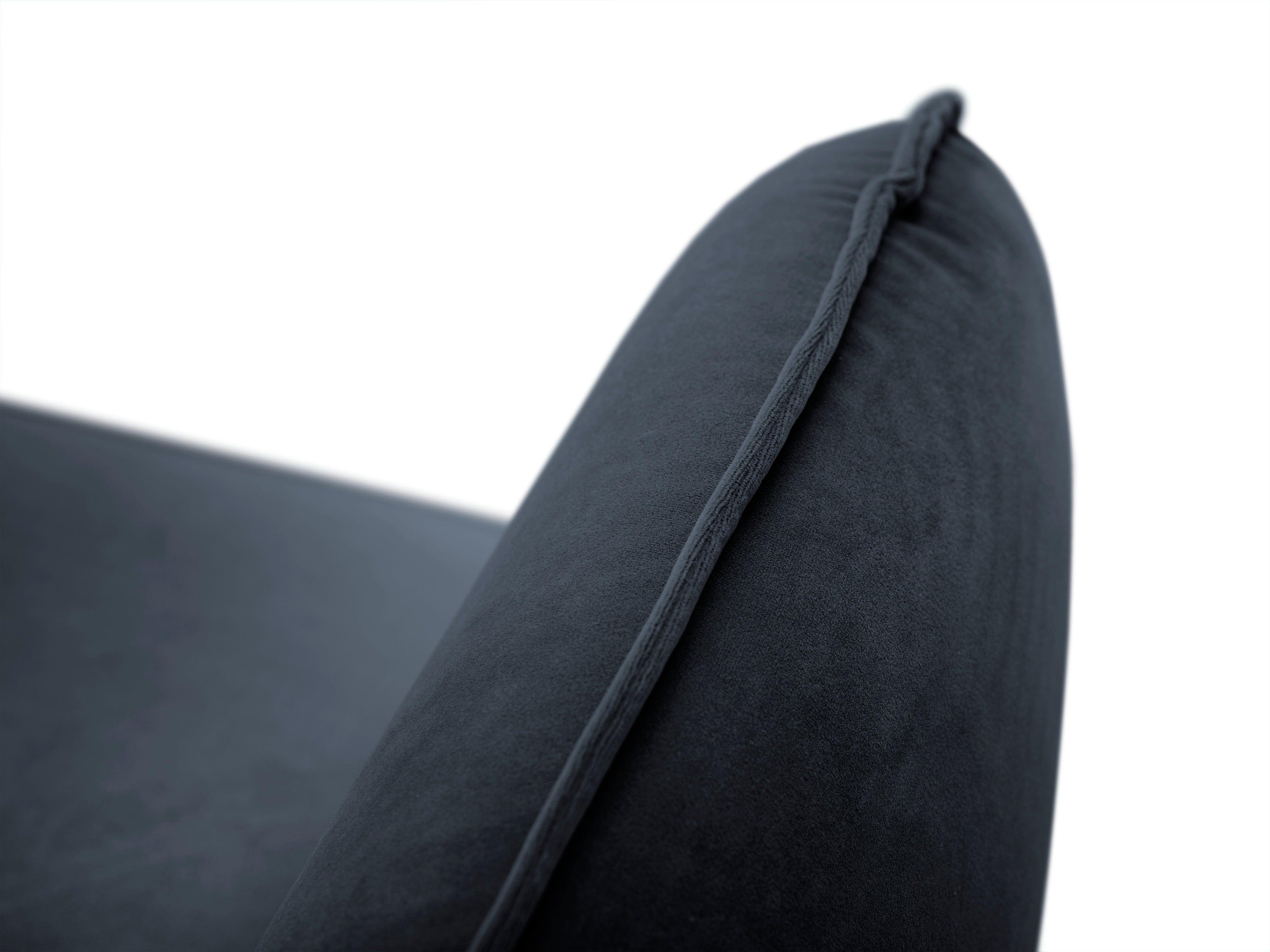 Sofa aksamitna 3-osobowa VIENNA granatowy z czarną podstawą Cosmopolitan Design Eye on Design