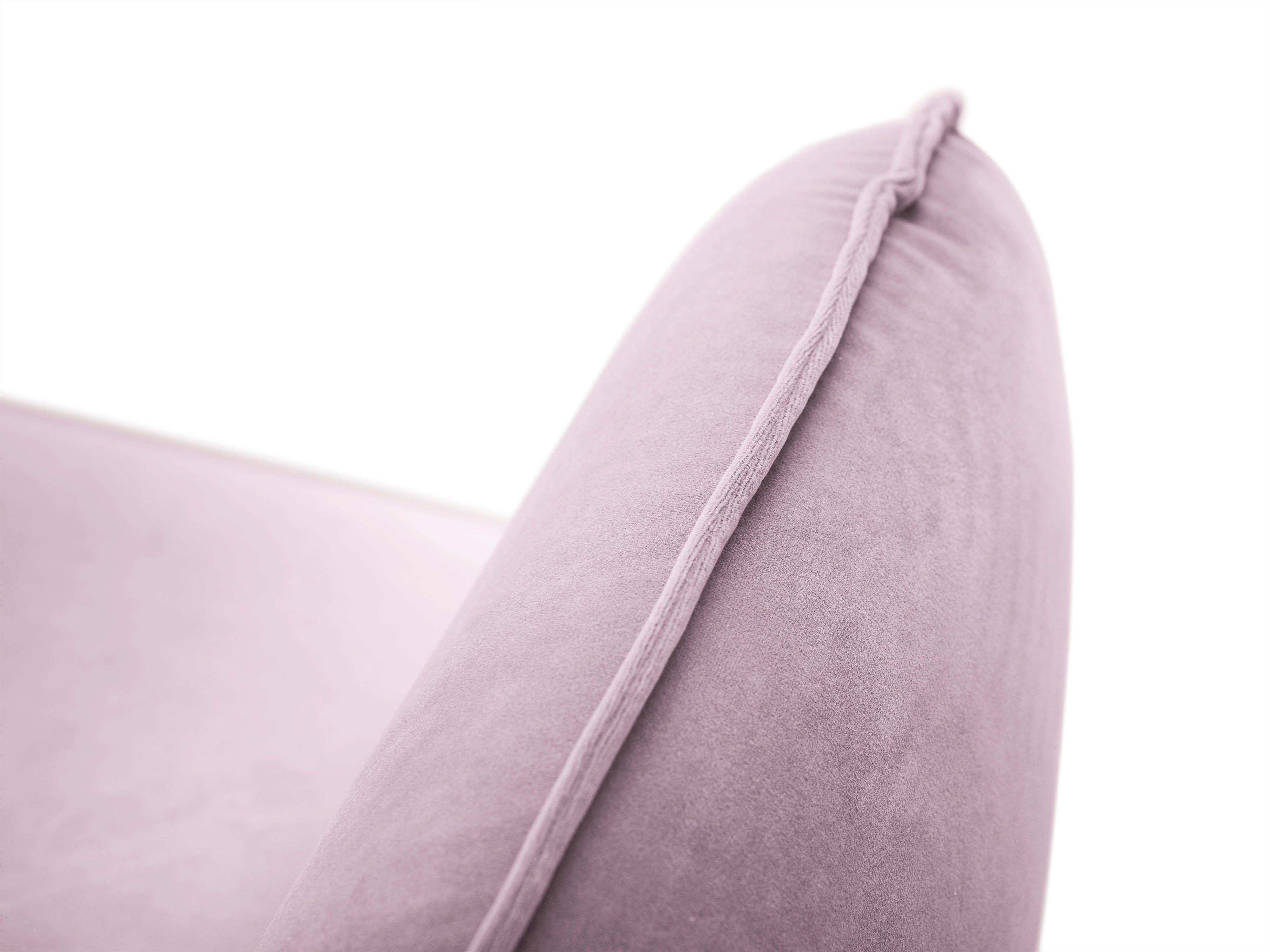 Sofa aksamitna 3-osobowa VIENNA pudrowy róż ze złotą podstawą Cosmopolitan Design Eye on Design