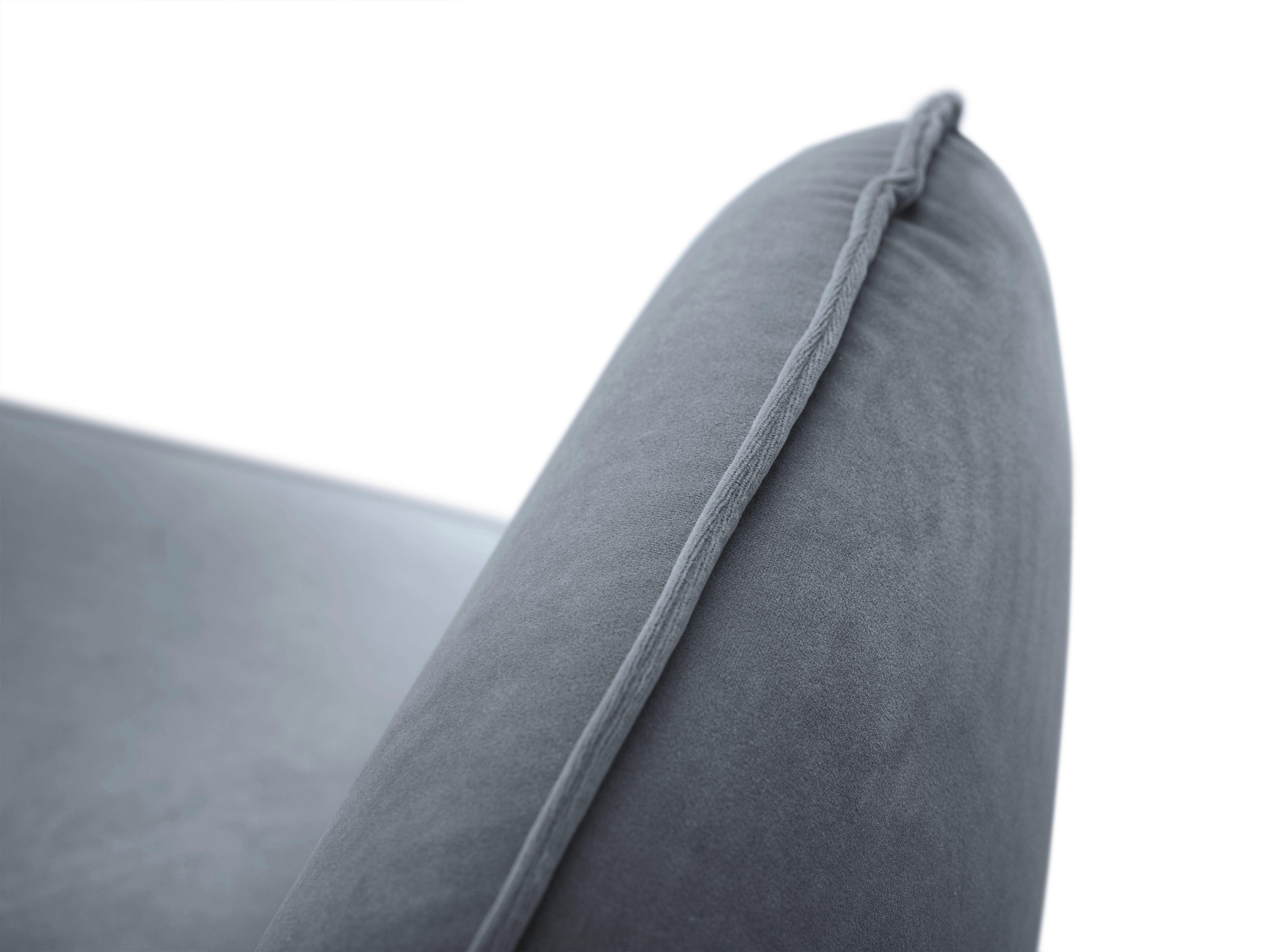 Sofa aksamitna 3-osobowa VIENNA szary z czarną podstawą Cosmopolitan Design Eye on Design