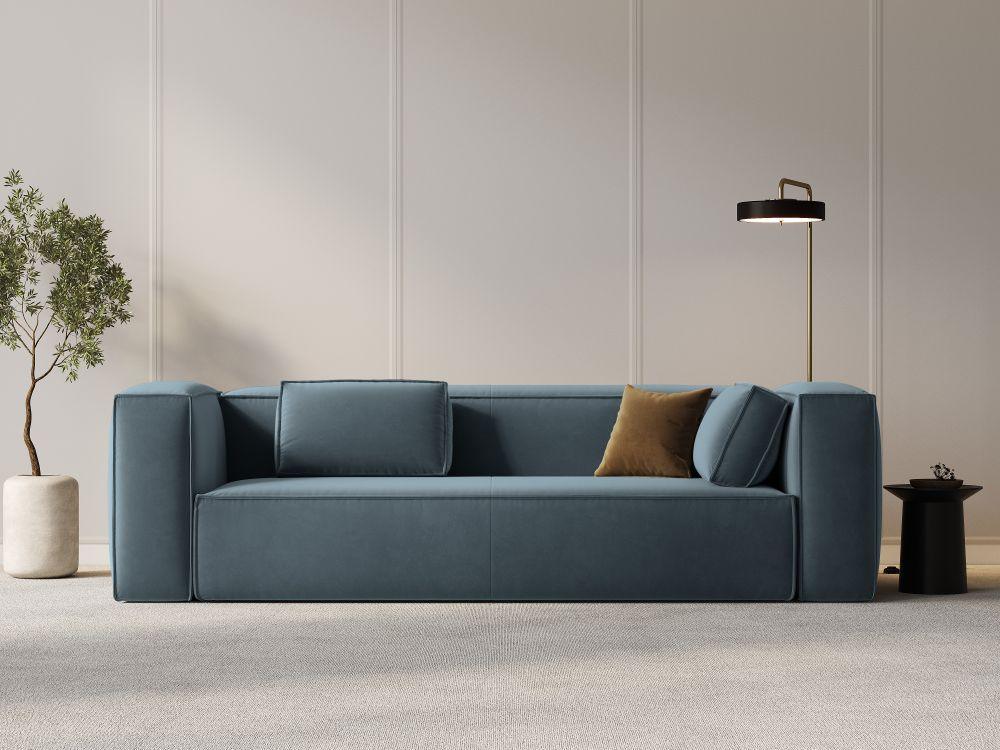 Sofa aksamitna 4-osobowa MACKAY niebieski Cosmopolitan Design Eye on Design