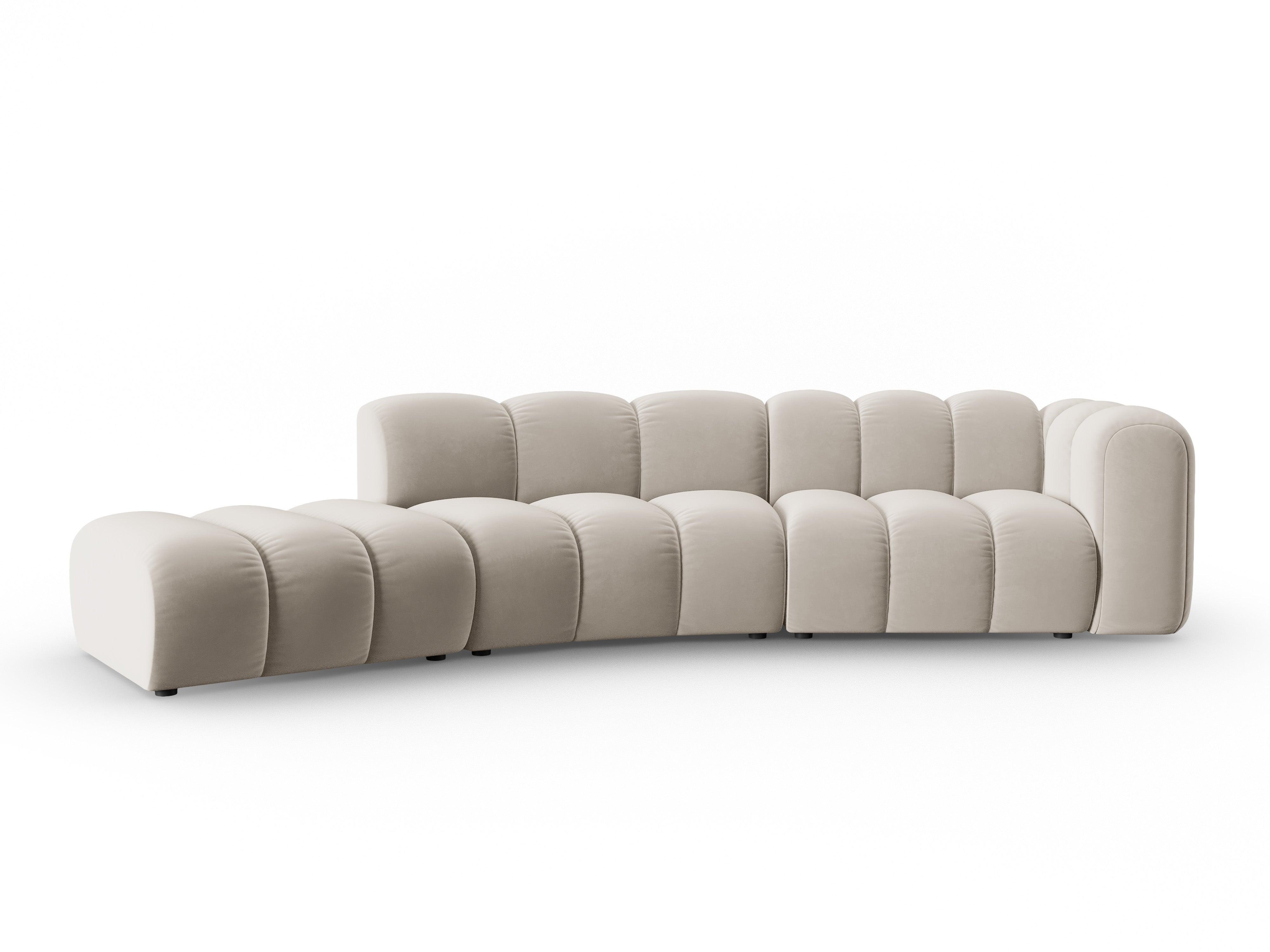 Sofa aksamitna 5-osobowa lewostronna SKYLER beżowy Interieurs 86 Eye on Design