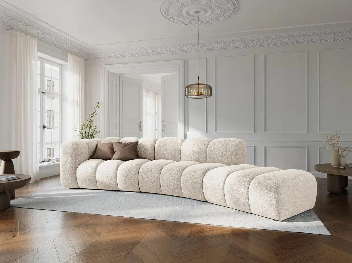Sofa aksamitna 5-osobowa prawostronna SKYLER koralowy Interieurs 86 Eye on Design