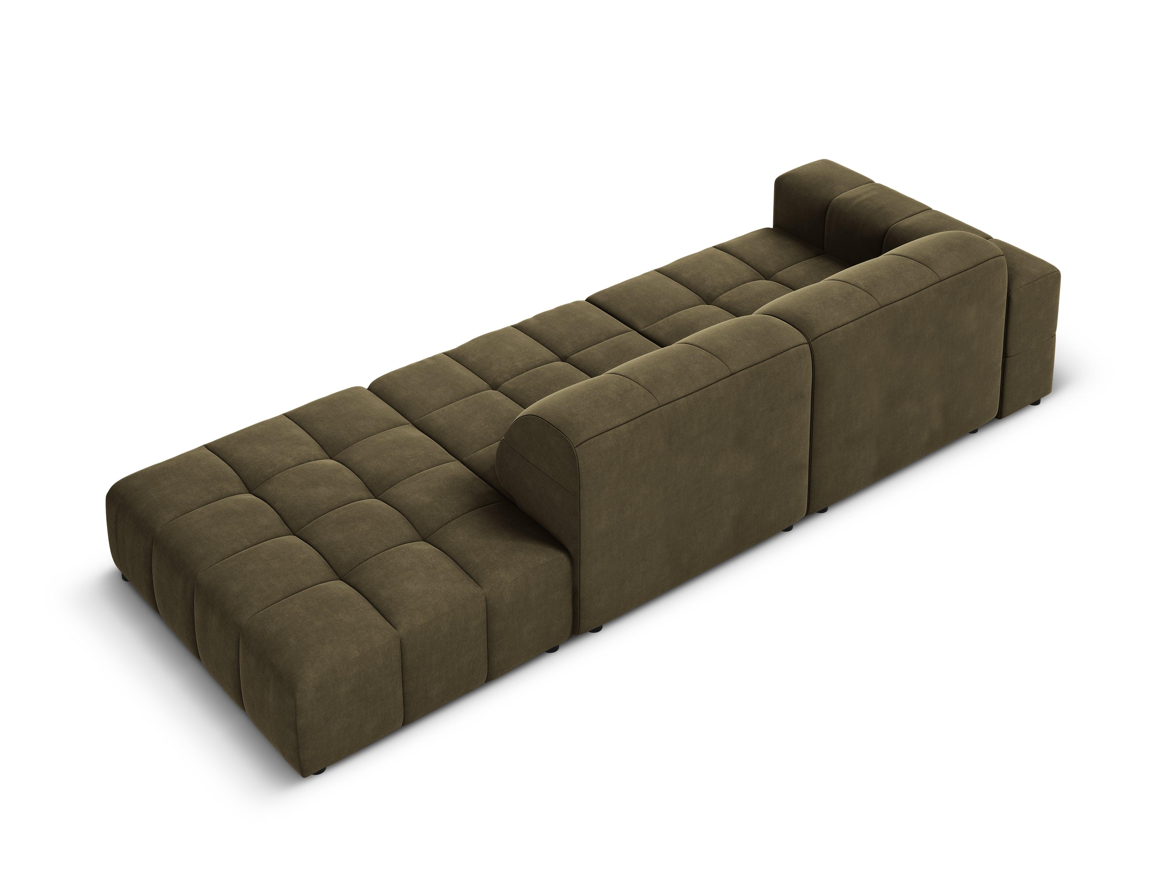Sofa aksamitna prawostronna 3-osobowa CHICAGO oliwkowy Cosmopolitan Design Eye on Design