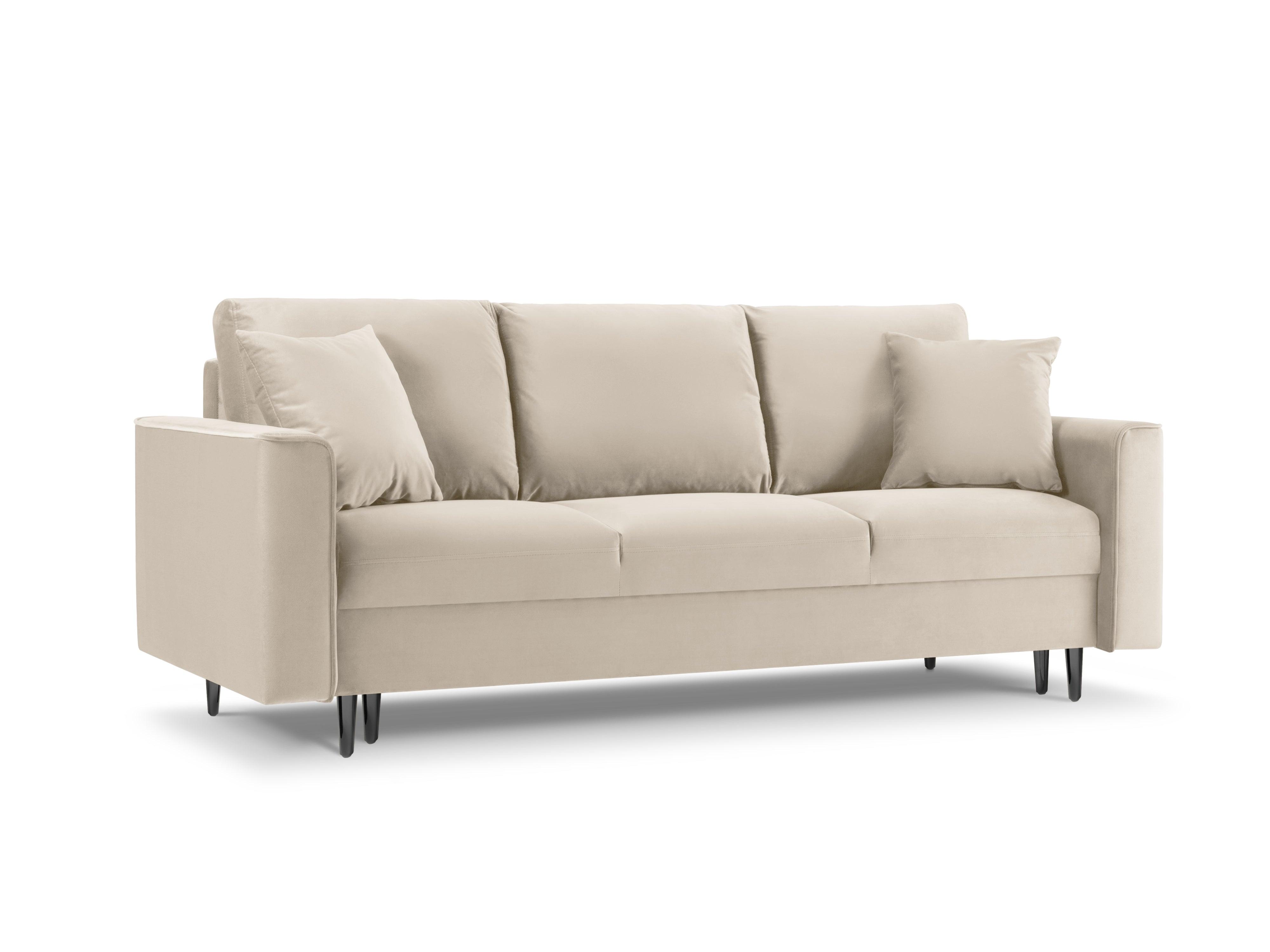 Sofa aksamitna z funkcją spania CARTADERA beżowy z czarną podstawą Mazzini Sofas Eye on Design