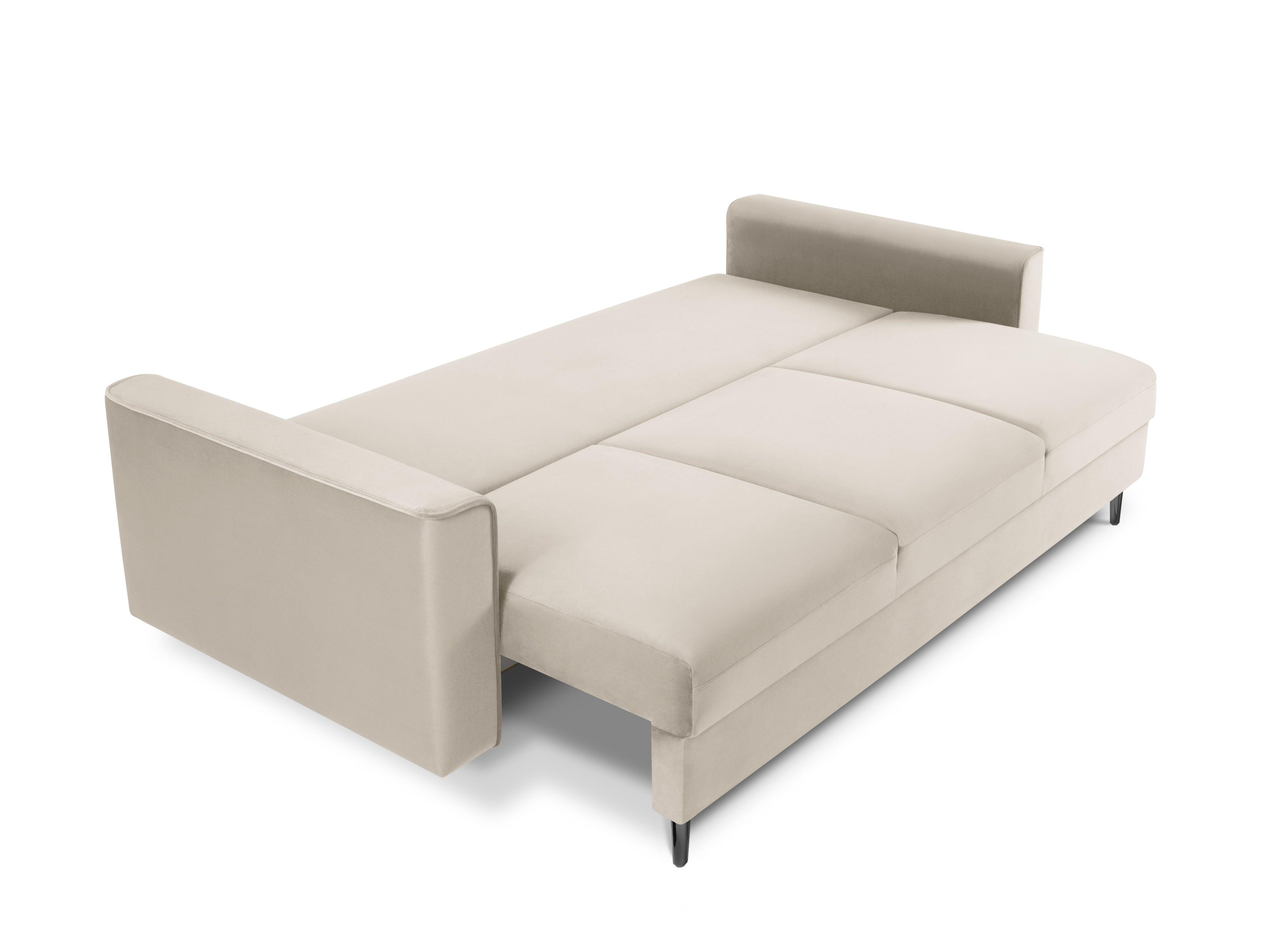 Sofa aksamitna z funkcją spania CARTADERA beżowy z czarną podstawą Mazzini Sofas Eye on Design