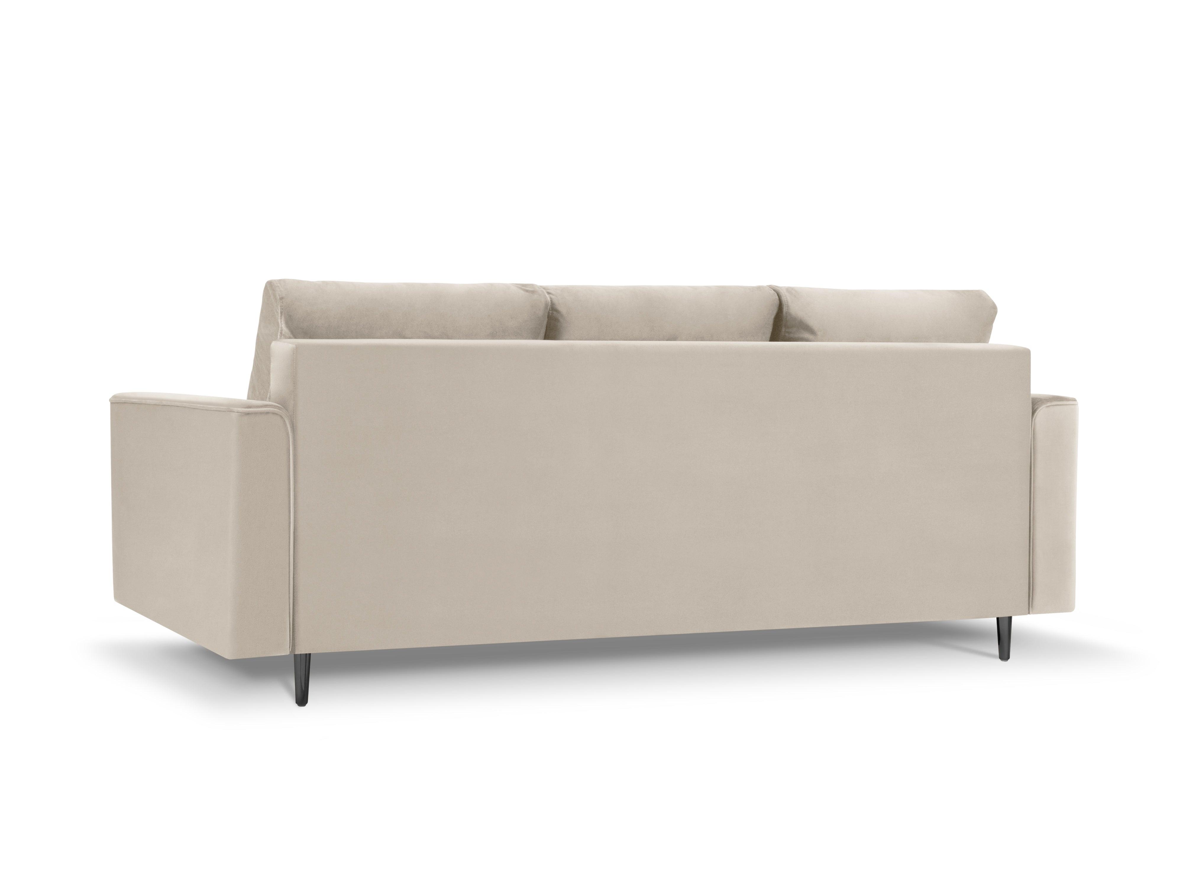 Sofa aksamitna z funkcją spania CARTADERA beżowy z czarną podstawą Mazzini Sofas Eye on Design