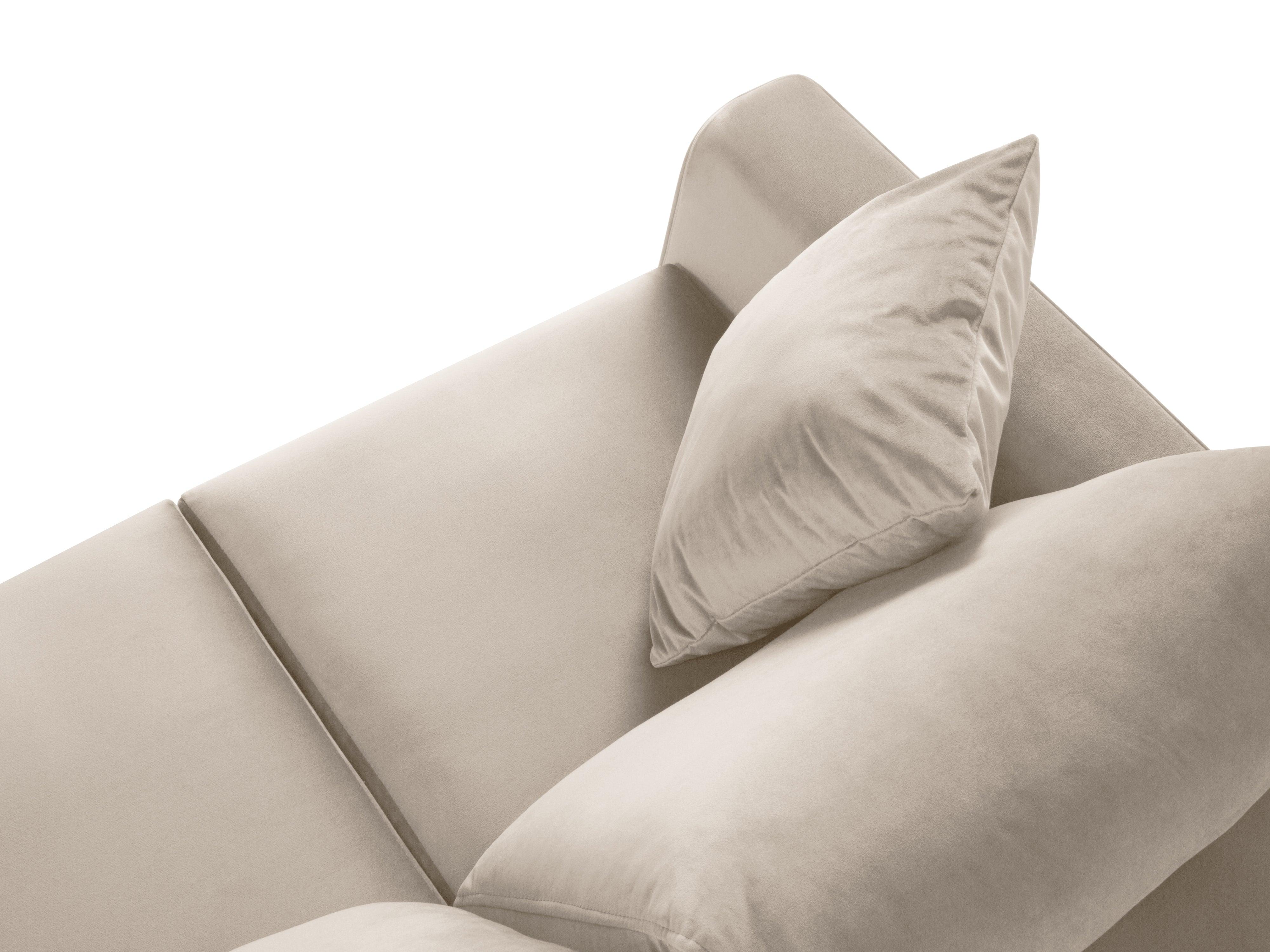 Sofa aksamitna z funkcją spania CARTADERA beżowy z czarną podstawą Mazzini Sofas Eye on Design