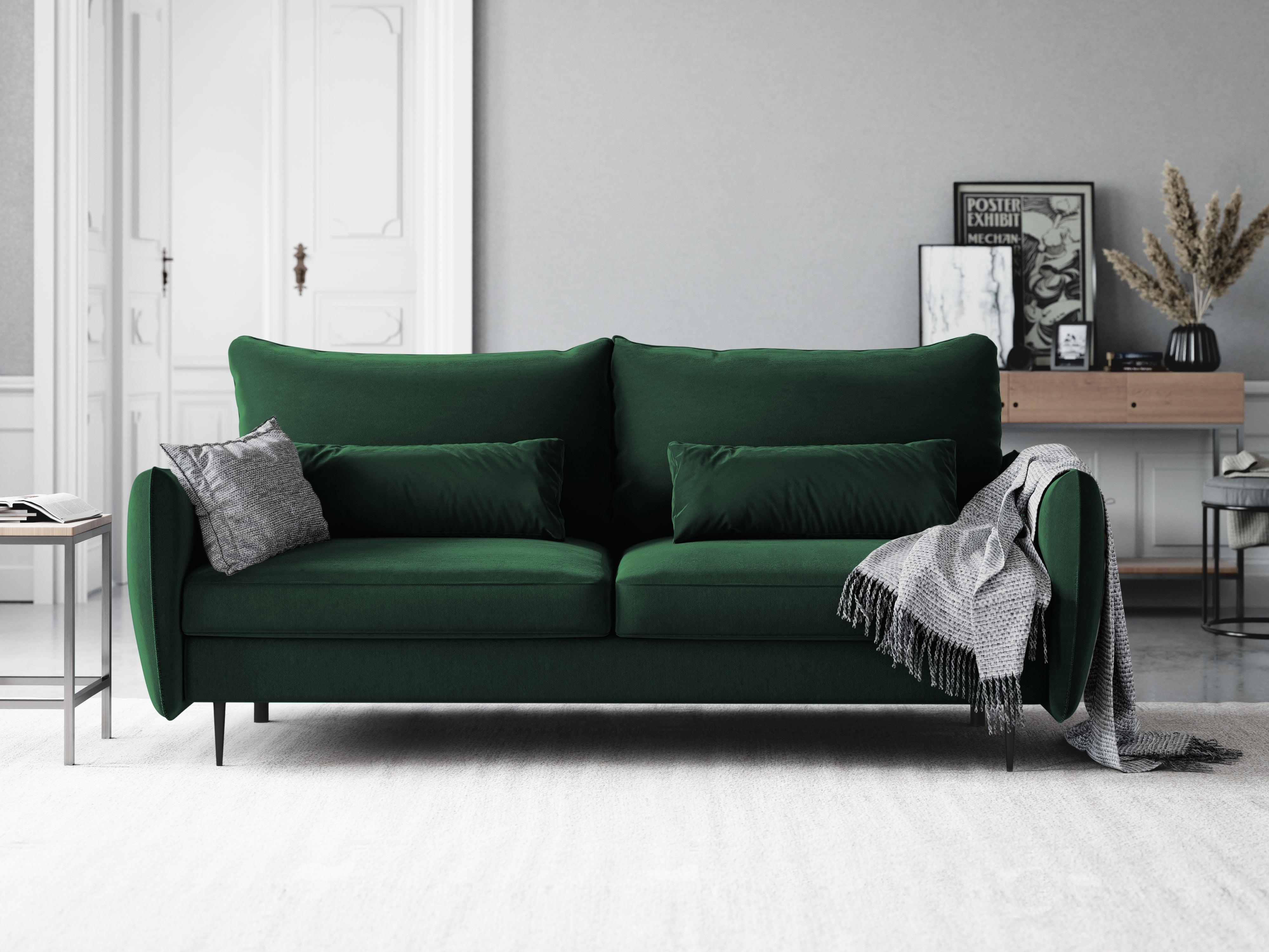 Sofa aksamitna z funkcją spania VERMONT butelkowa zieleń Cosmopolitan Design Eye on Design