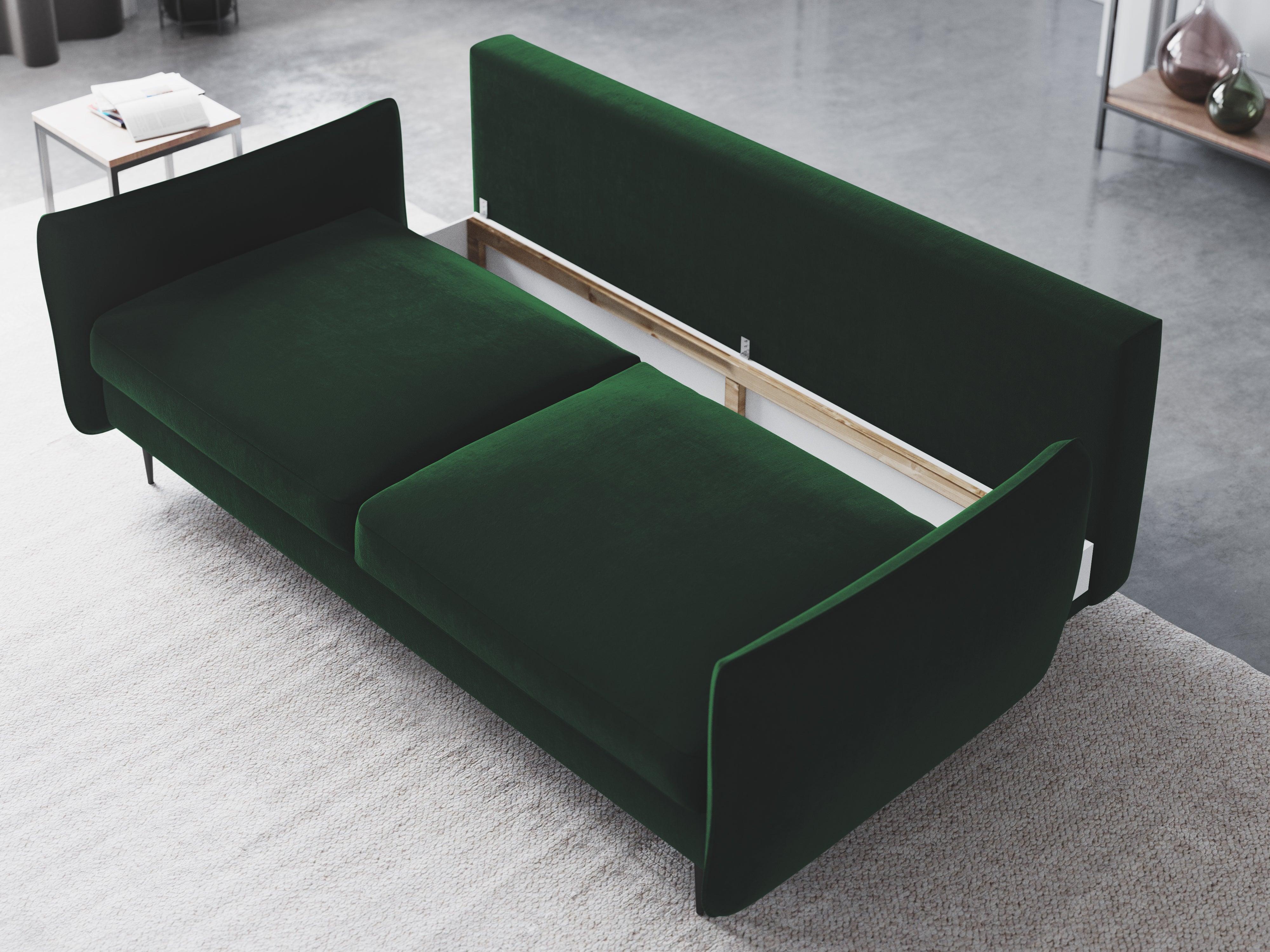 Sofa aksamitna z funkcją spania VERMONT butelkowa zieleń Cosmopolitan Design Eye on Design