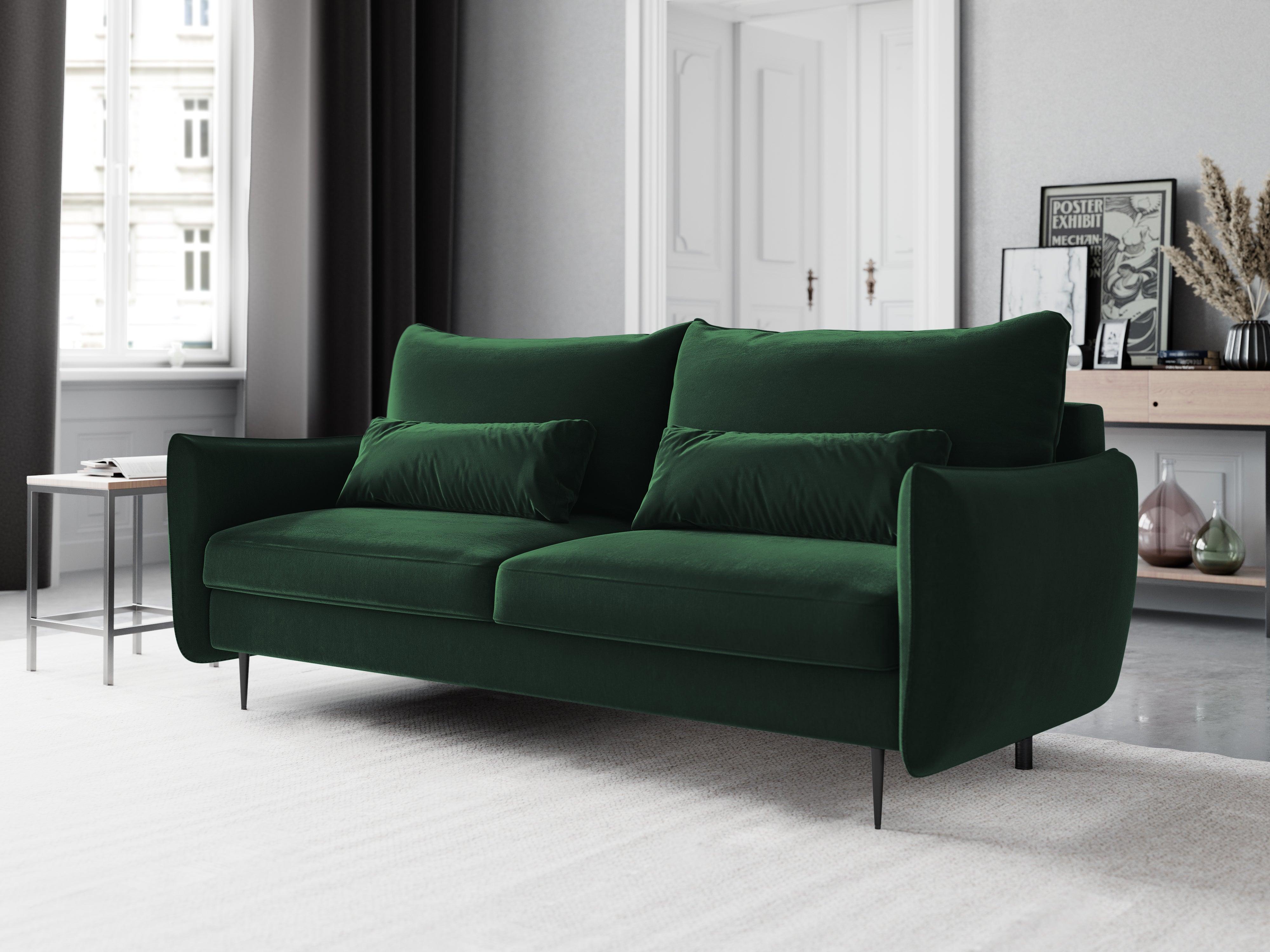 Sofa aksamitna z funkcją spania VERMONT butelkowa zieleń Cosmopolitan Design Eye on Design