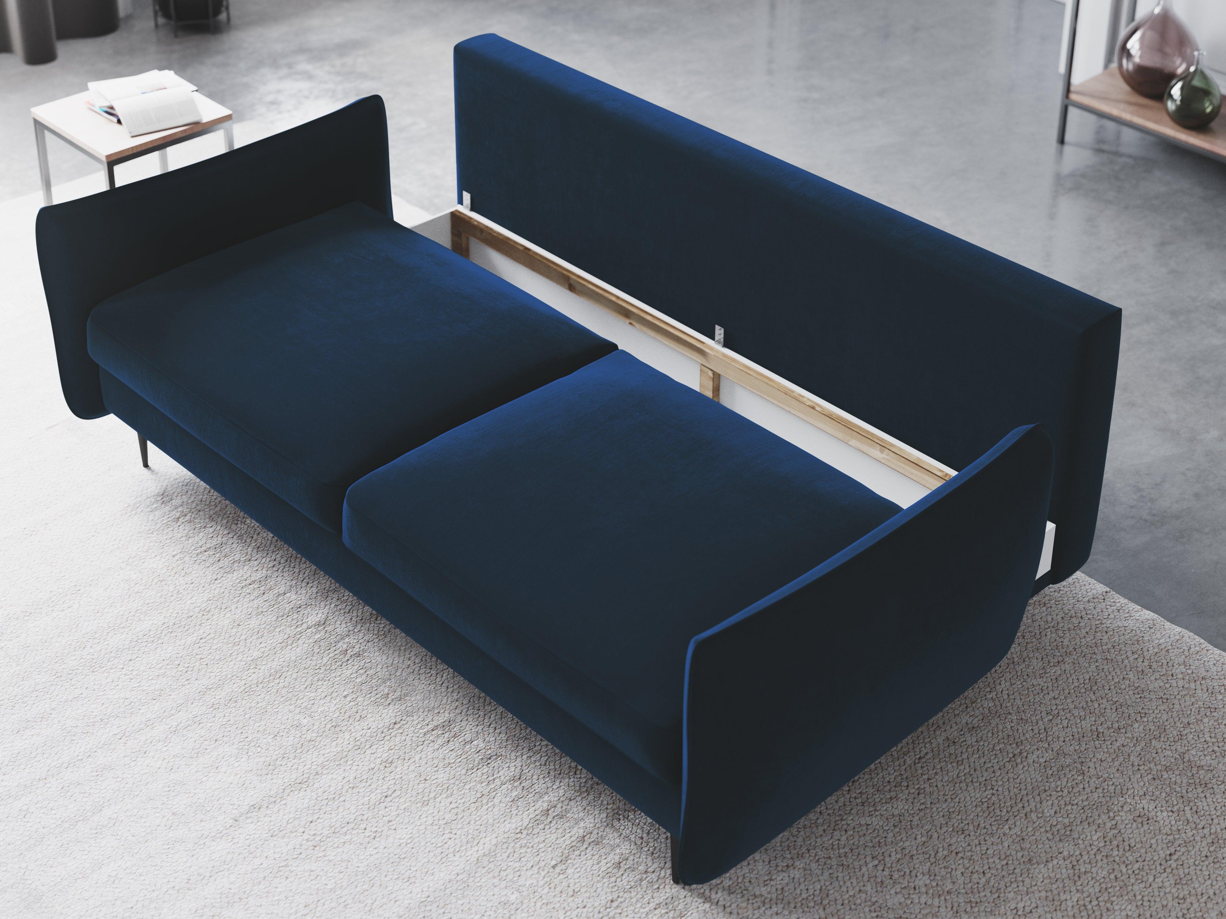 Sofa aksamitna z funkcją spania VERMONT królewski niebieski Cosmopolitan Design Eye on Design