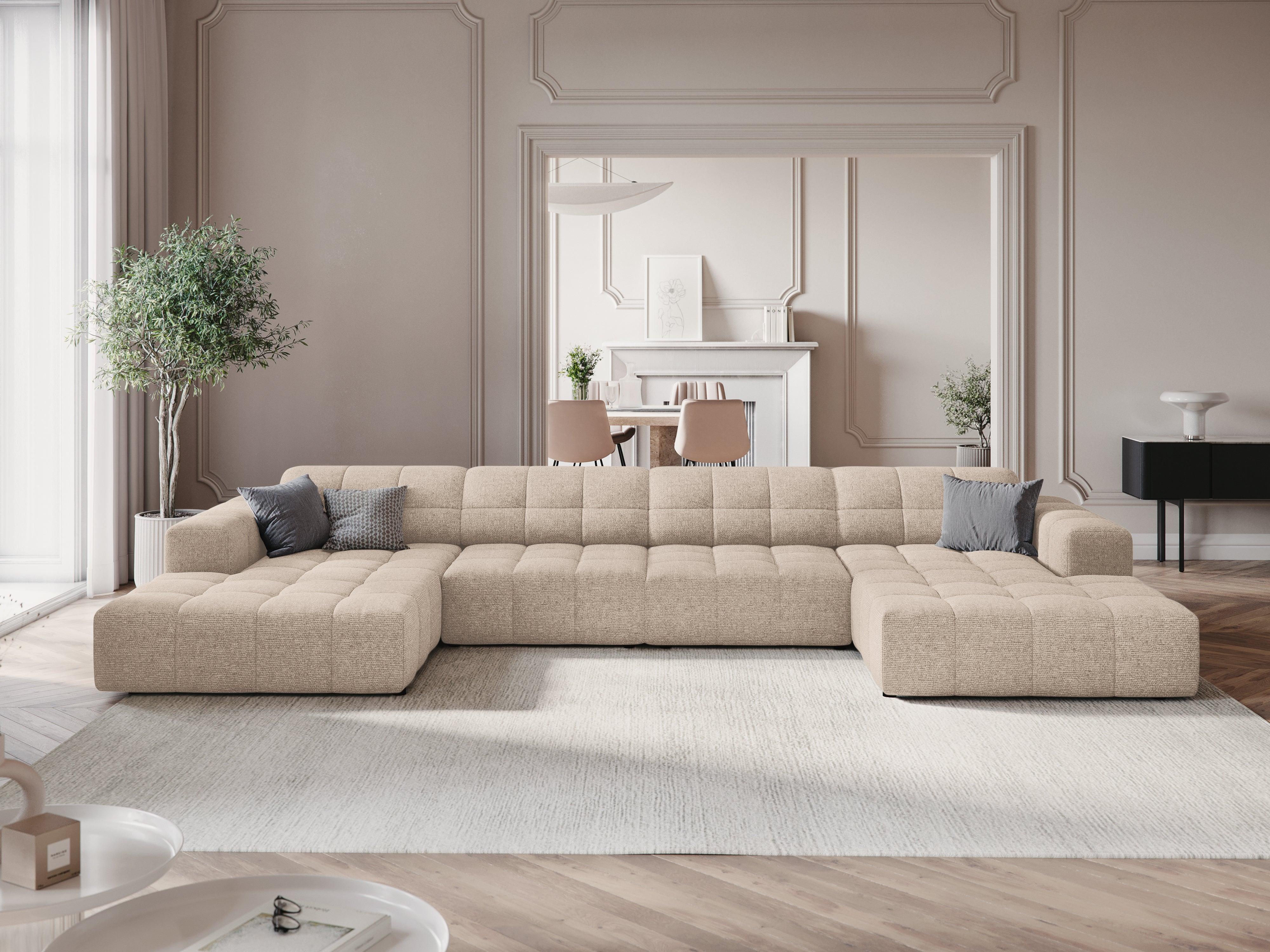 Sofa panoramiczna 6-osobowa CHICAGO beżowy szenil Cosmopolitan Design Eye on Design
