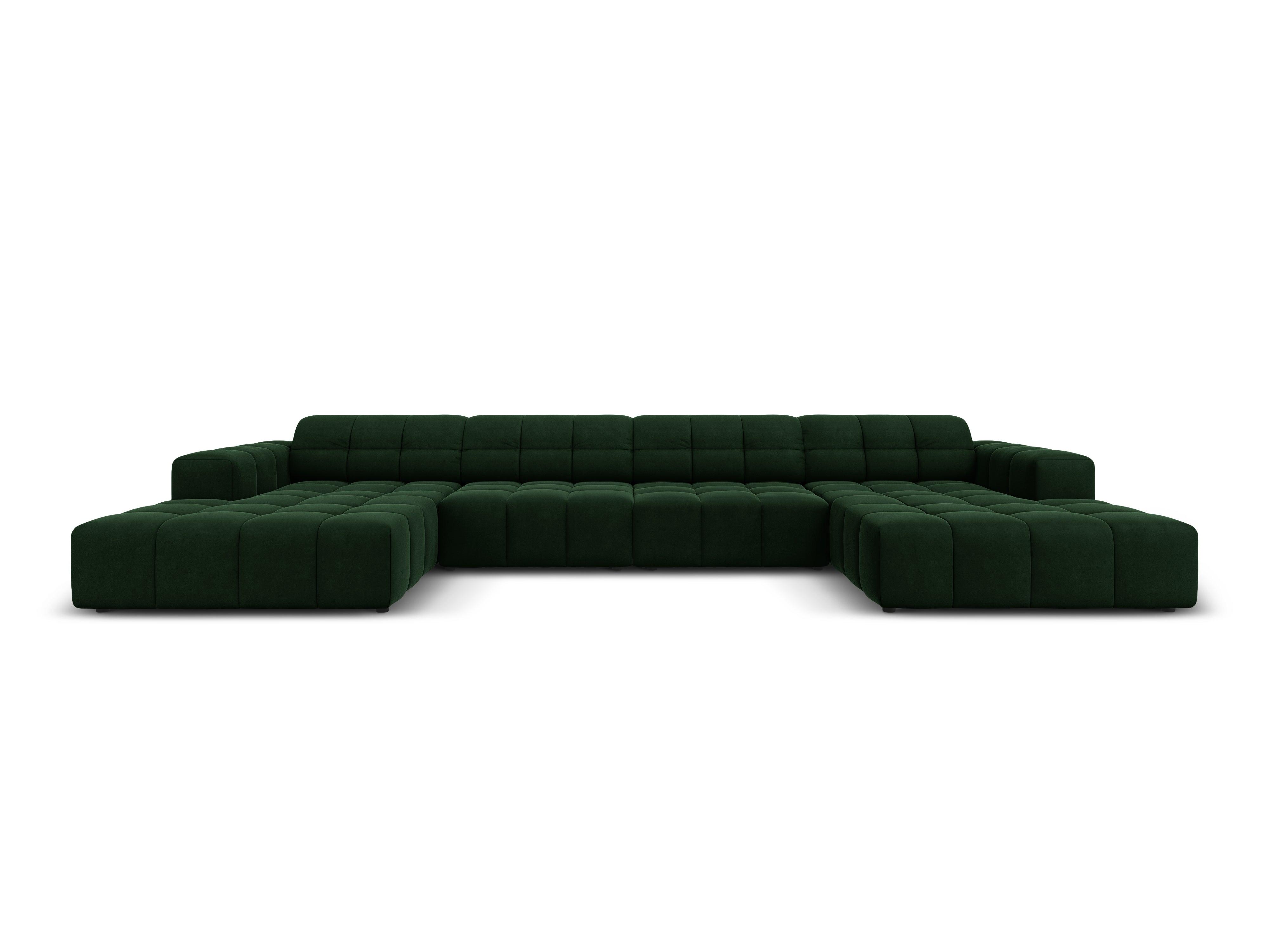 Sofa panoramiczna aksamitna 6-osobowa CHICAGO butelkowa zieleń Cosmopolitan Design Eye on Design