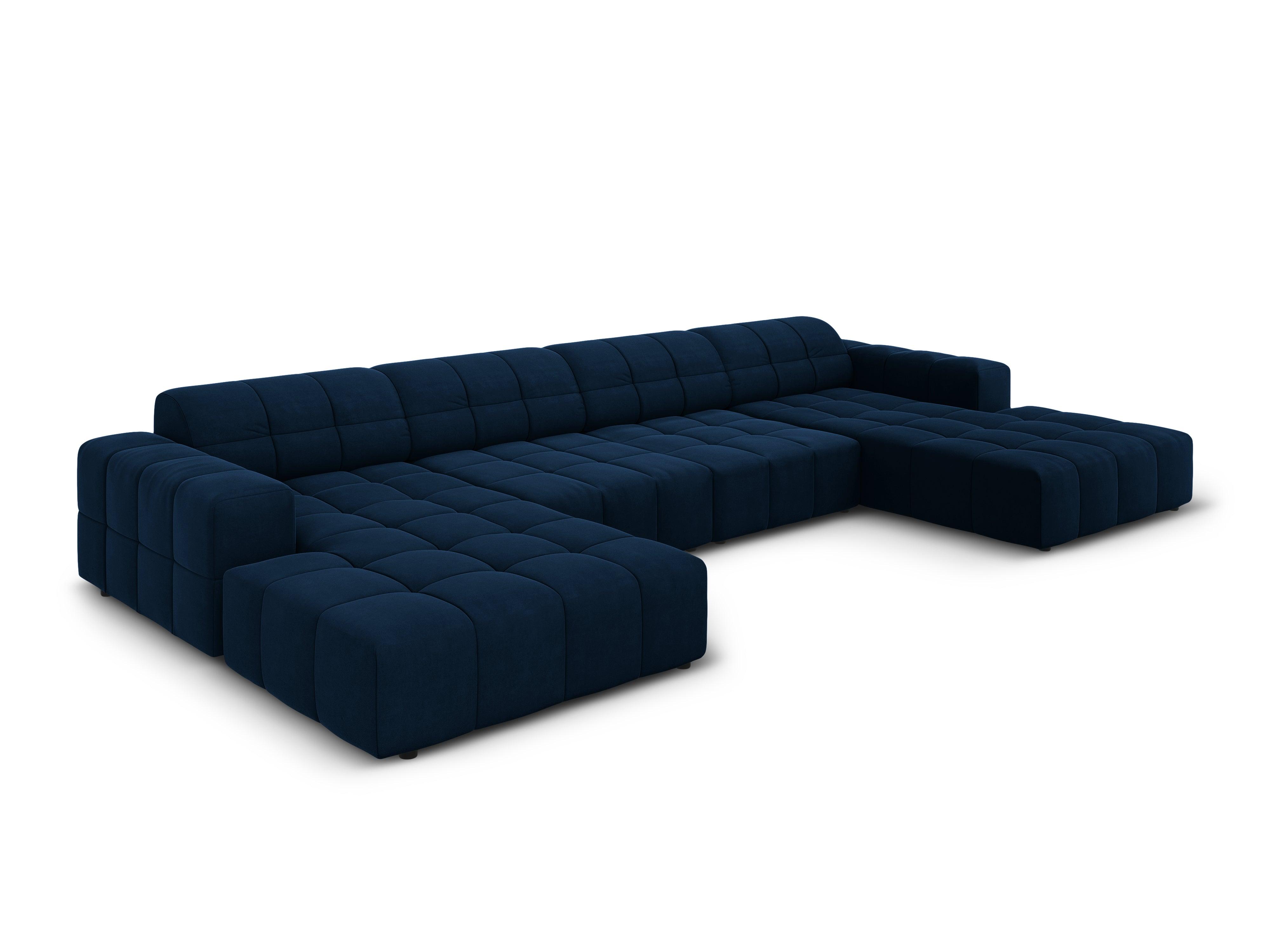 Sofa panoramiczna aksamitna 6-osobowa CHICAGO granat królewski Cosmopolitan Design Eye on Design