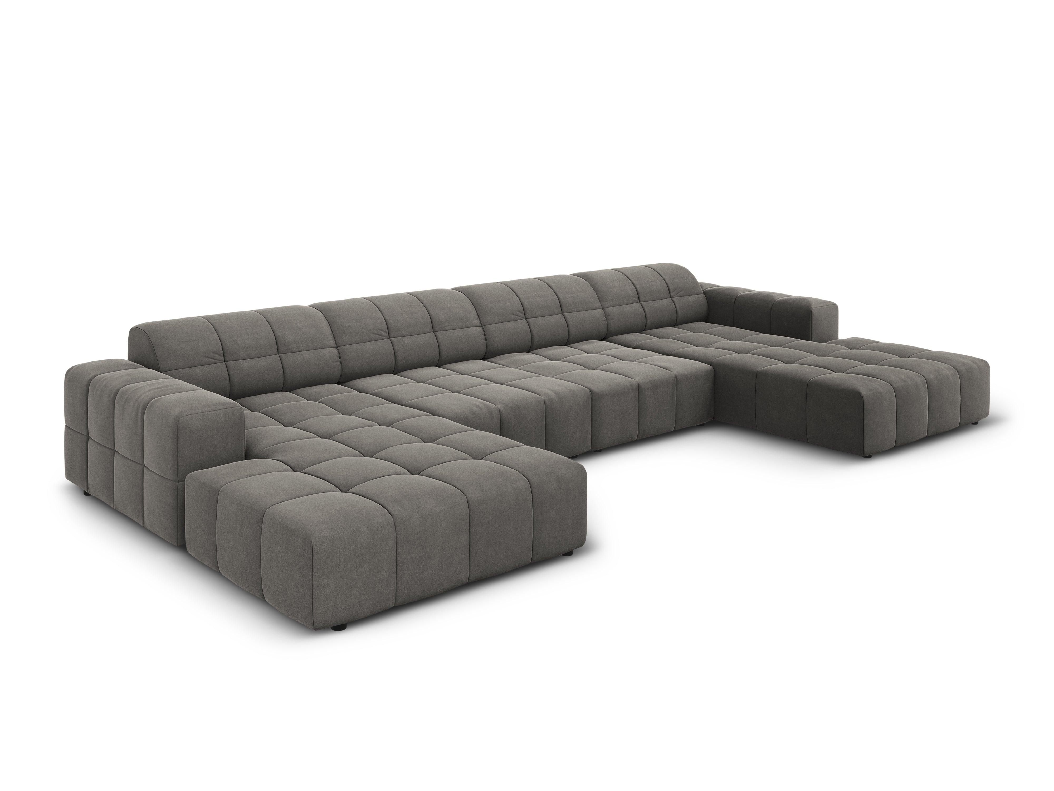 Sofa panoramiczna aksamitna 6-osobowa CHICAGO szary Cosmopolitan Design Eye on Design